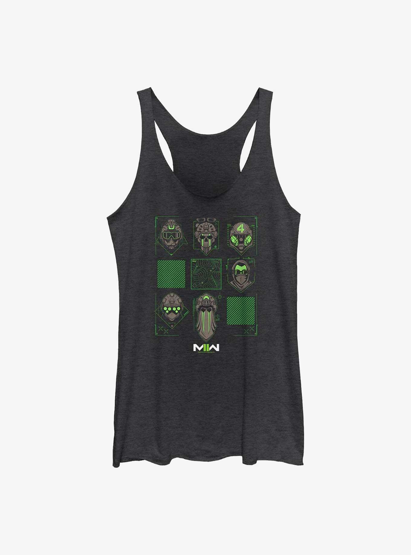 Call Of Duty Tactical Faces Girls Raw Edge Tank, BLK HTR, hi-res