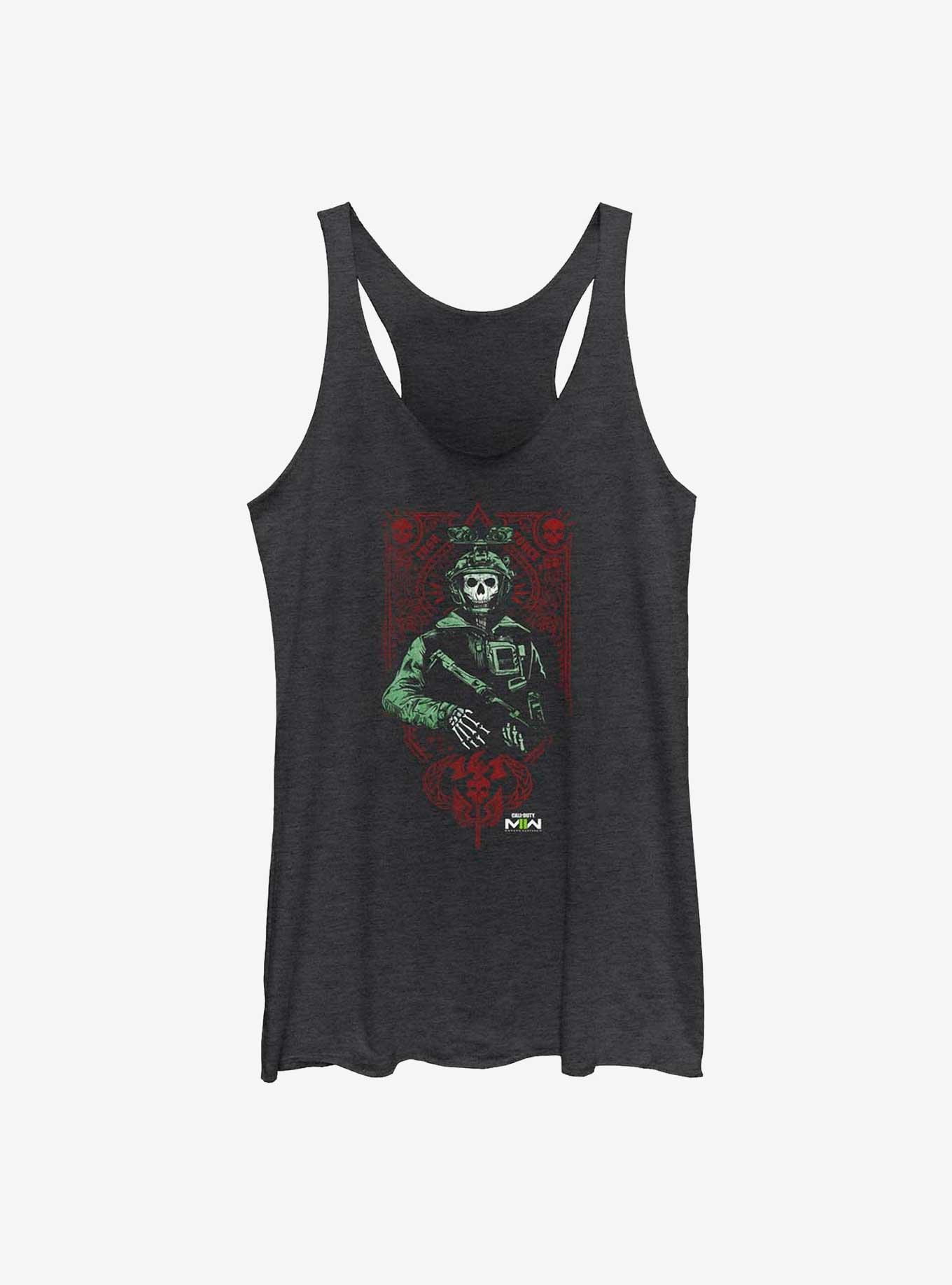 Call Of Duty Cartel Ghost Girls Raw Edge Tank, BLK HTR, hi-res