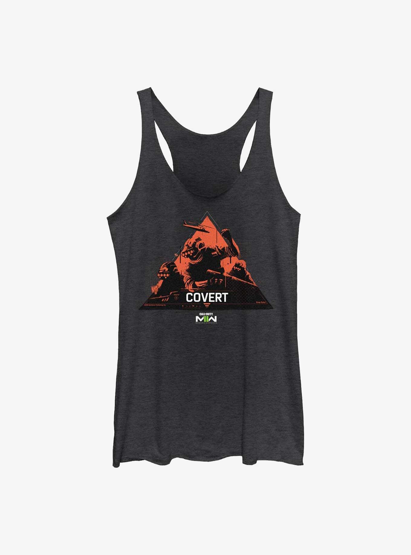 Call Of Duty Covert Red Variant Girls Raw Edge Tank, BLK HTR, hi-res