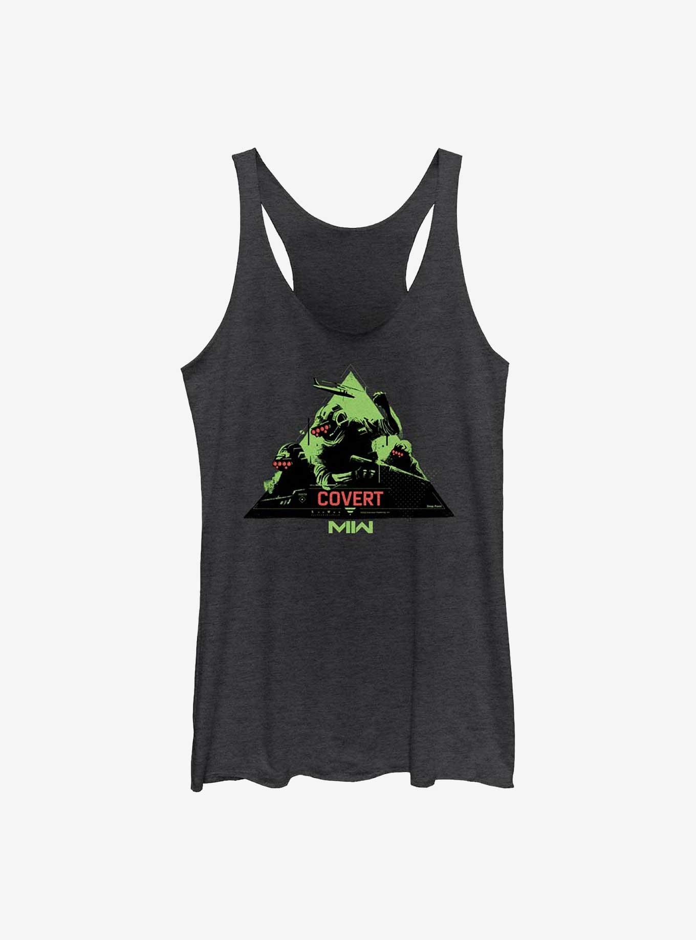 Call Of Duty Mission Covert Girls Raw Edge Tank, BLK HTR, hi-res