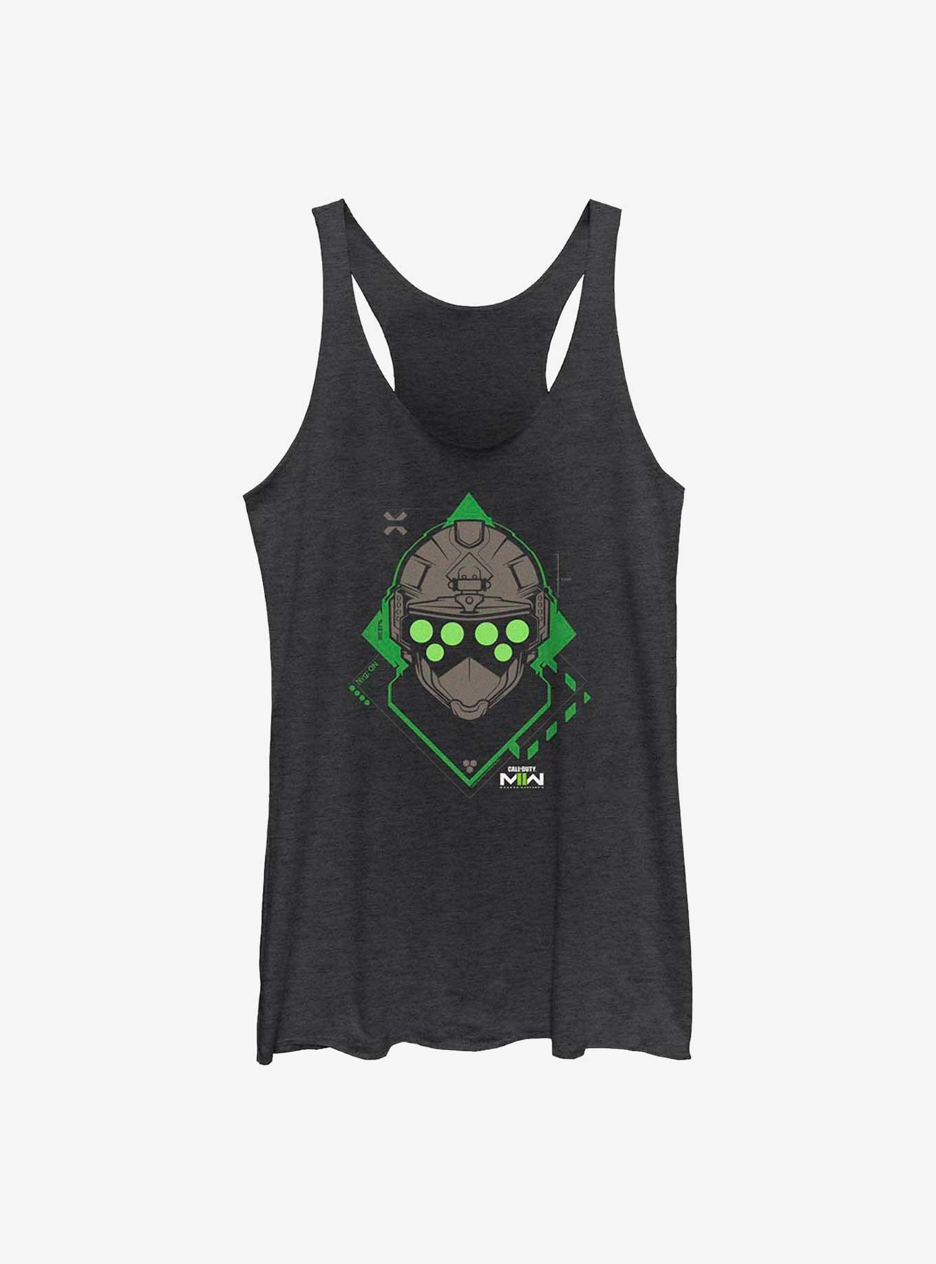 Call Of Duty Night Vision On Girls Raw Edge Tank, BLK HTR, hi-res
