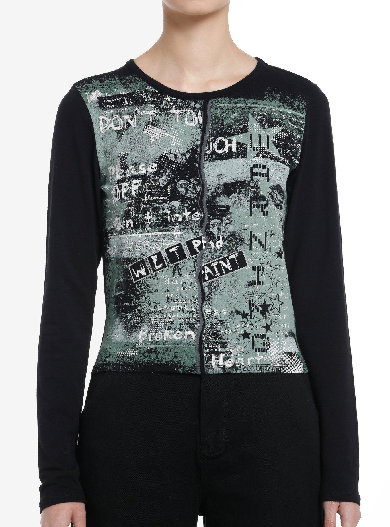 Social Collision Warning Graphic Girls Long-Sleeve Top, , hi-res