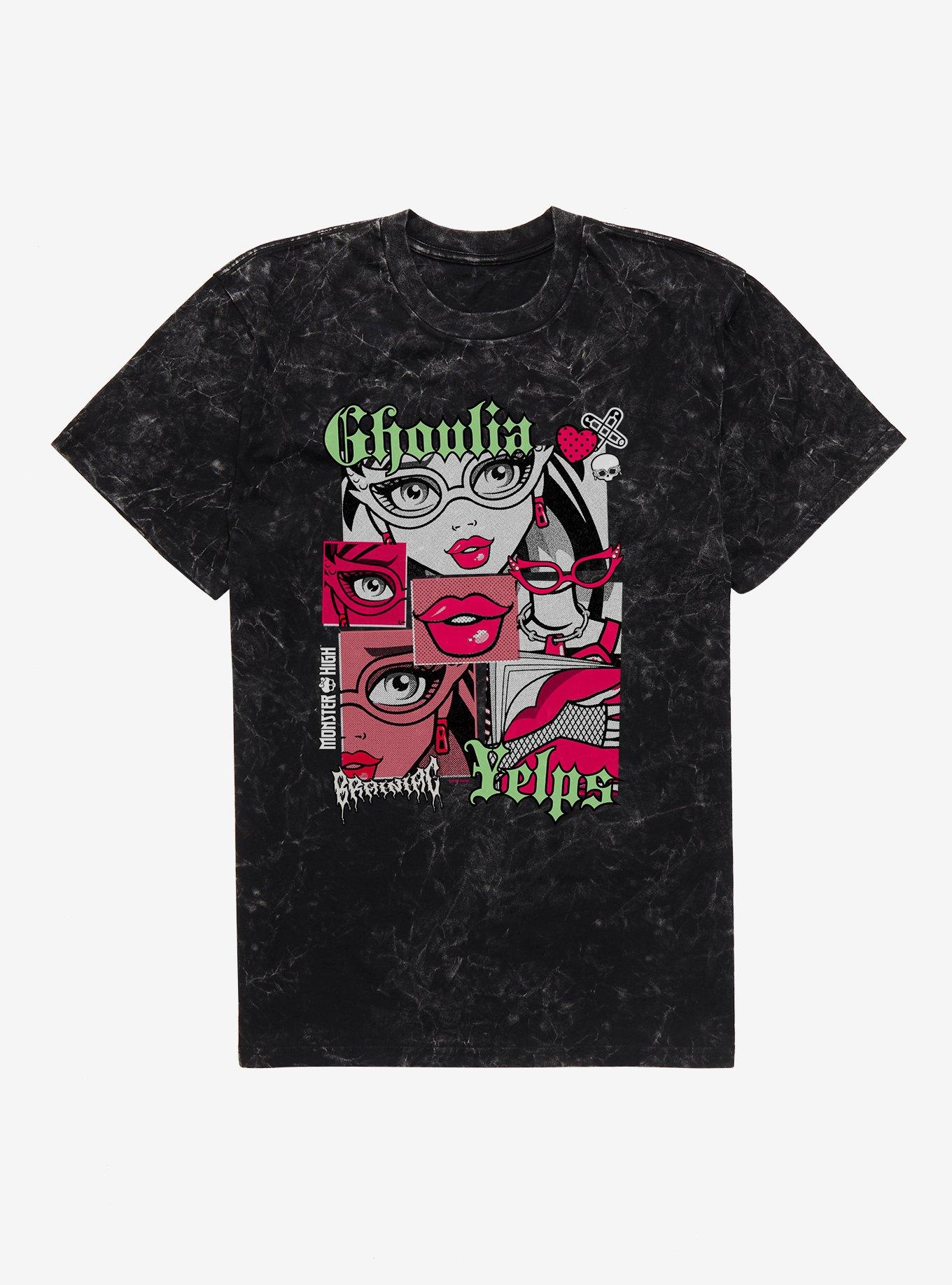 Monster High Ghoulia Yelps Brainiac Mineral Wash T-Shirt, BLACK MINERAL WASH, hi-res