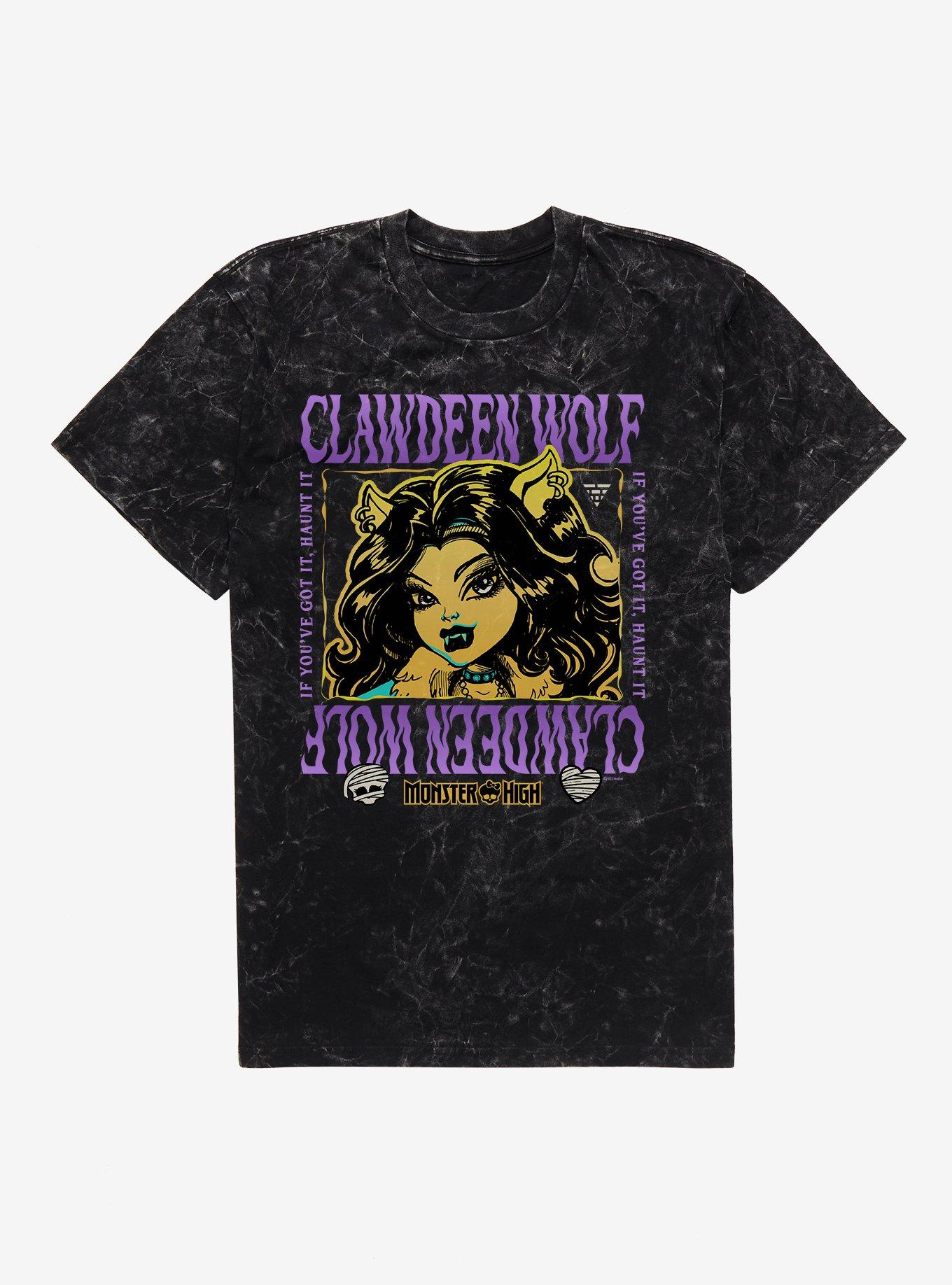 Monster High If You've Got It Haunt It Clawdeen Mineral Wash T-Shirt, BLACK MINERAL WASH, hi-res