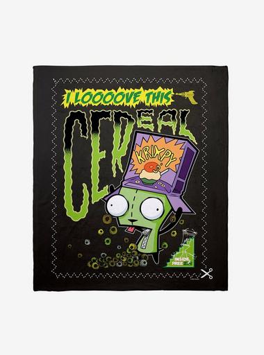 Invader Zim Gir Love This Cereal Throw Blanket WHITE Hot Topic