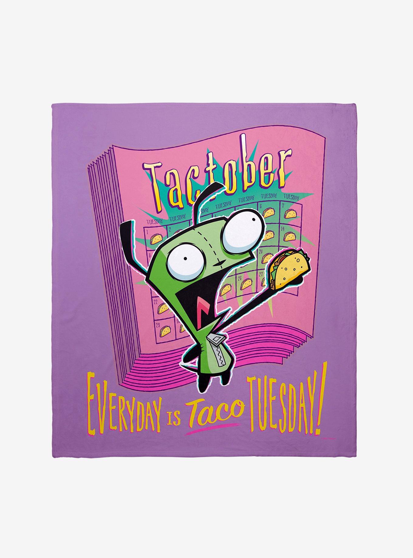 Invader Zim Gir Everyday Is Taco Tuesday Throw Blanket WHITE Hot Topic