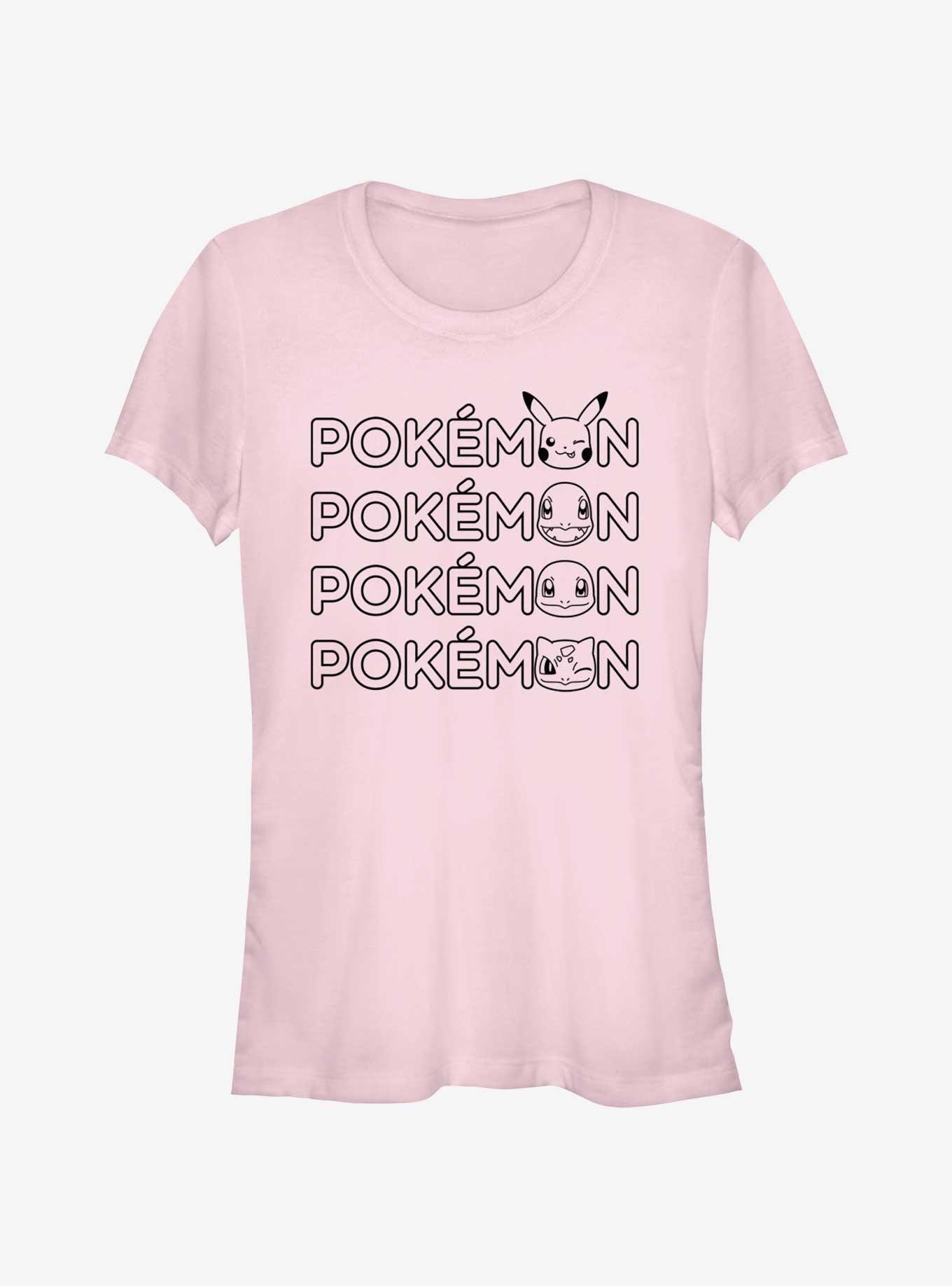 Pokemon Starter Heads Logo Girls T-Shirt, LIGHT PINK, hi-res