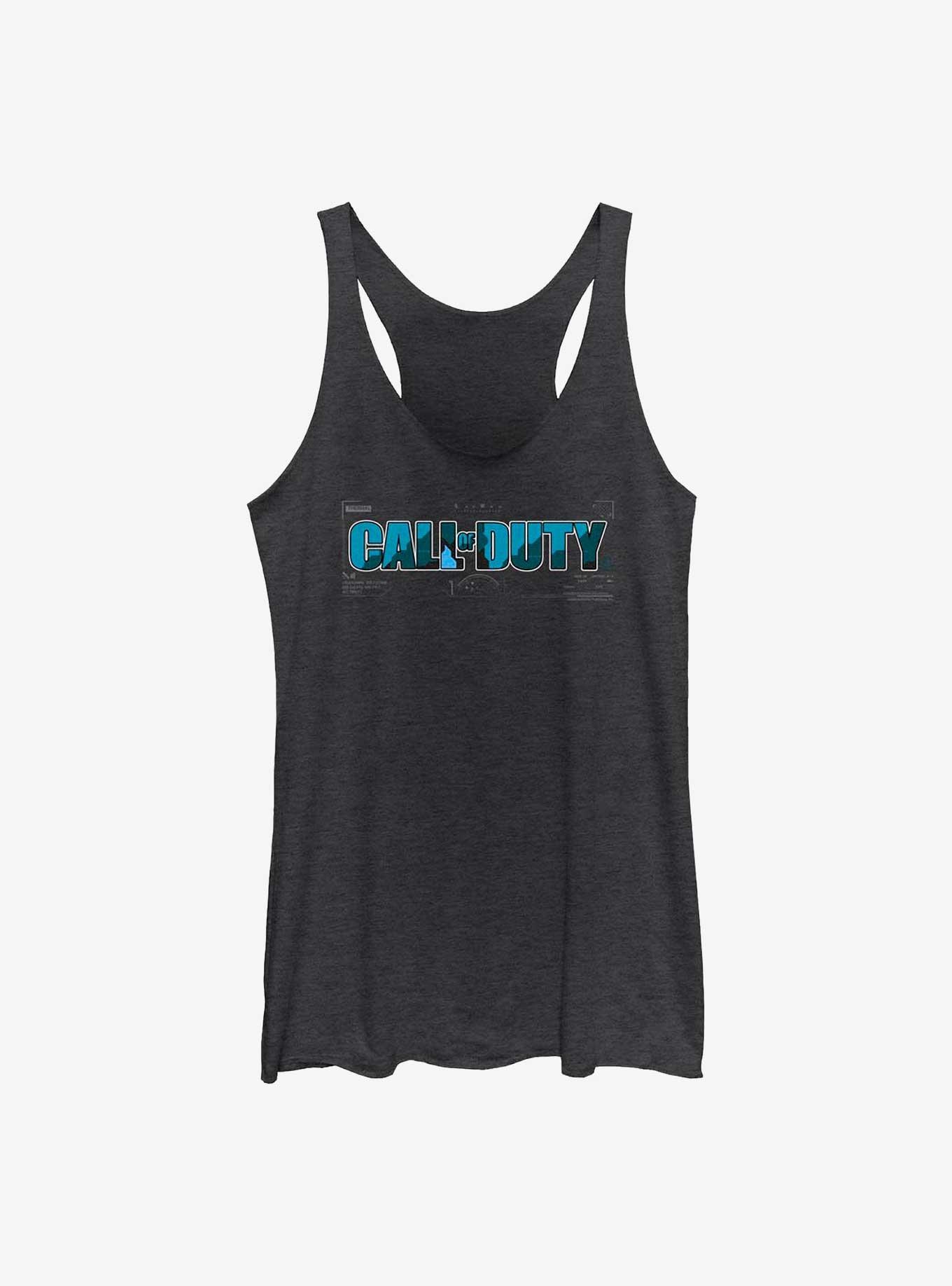 Call Of Duty Aqua Camo Girls Raw Edge Tank, BLK HTR, hi-res