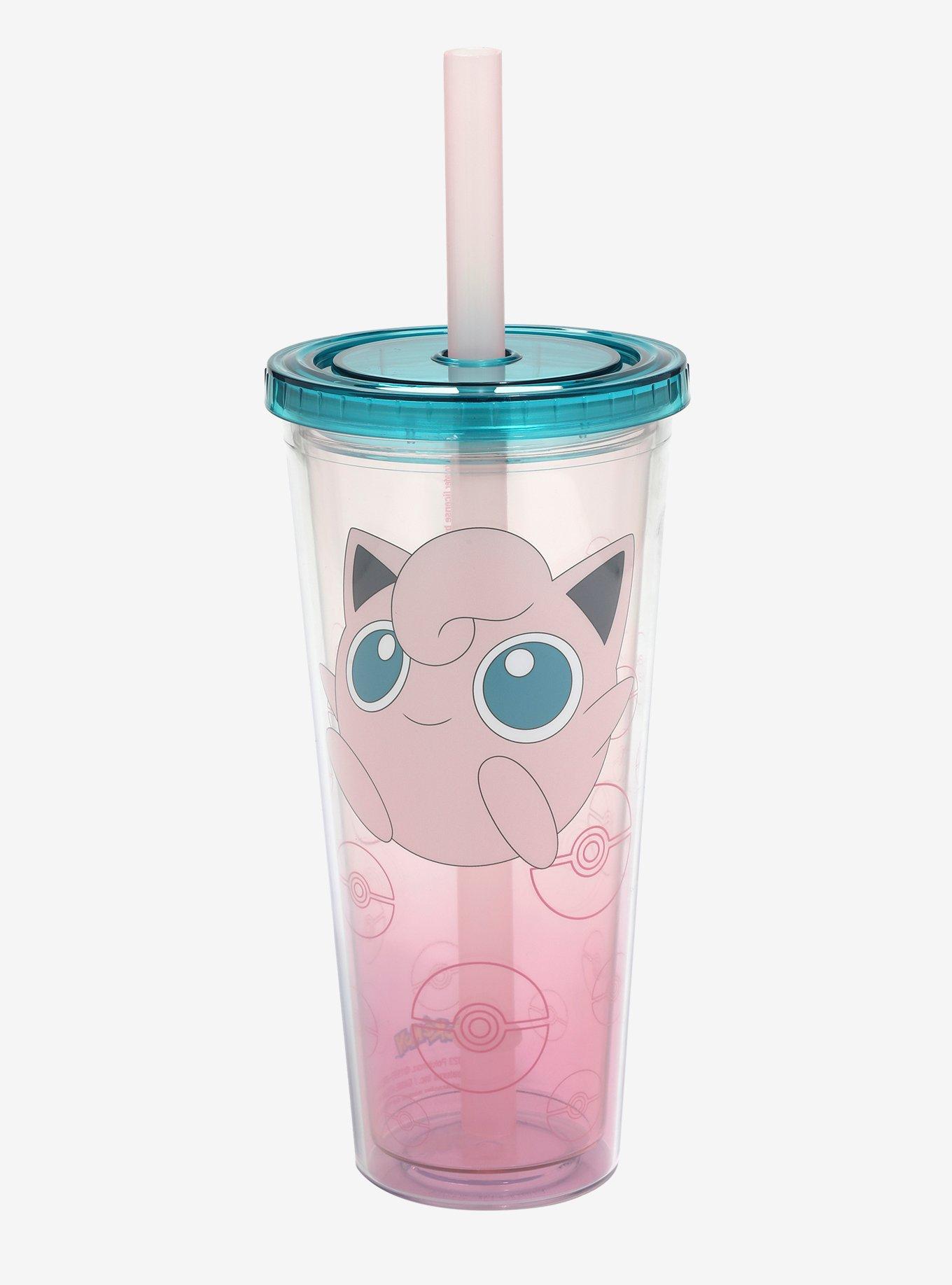 Pokemon inspired Personalized Plastic Tumbler Cup w/ Lid & Straw, Poke