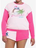 Her Universe Disney Stitch Cheshire Cat Color-Block Girls Sweatshirt Plus Size, PINK, hi-res