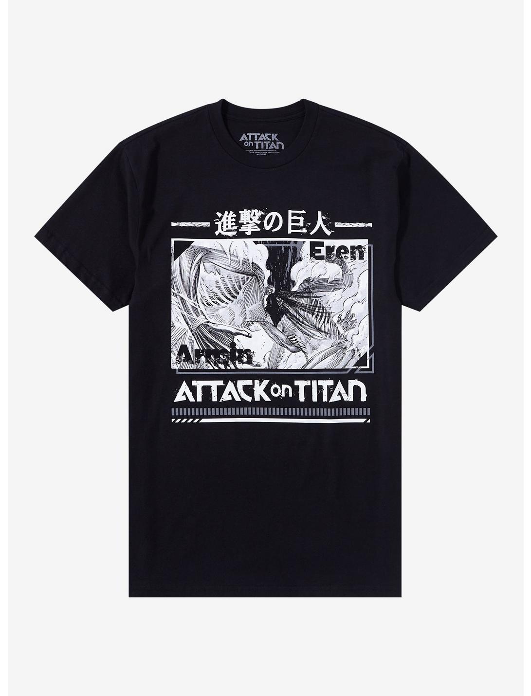 Attack On Titan Eren VS Armin Manga Panel T-Shirt, BLACK, hi-res