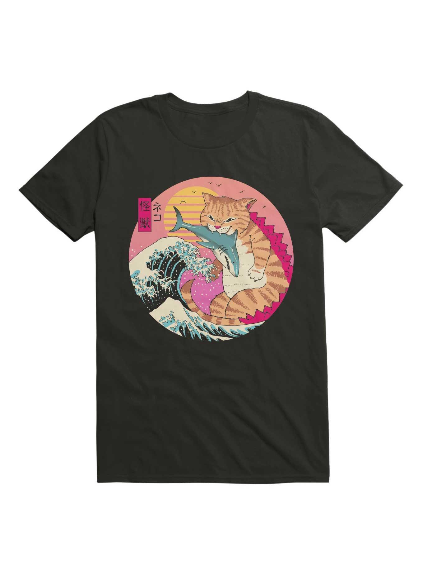 Neko Wave Kaiju T-Shirt, BLACK, hi-res