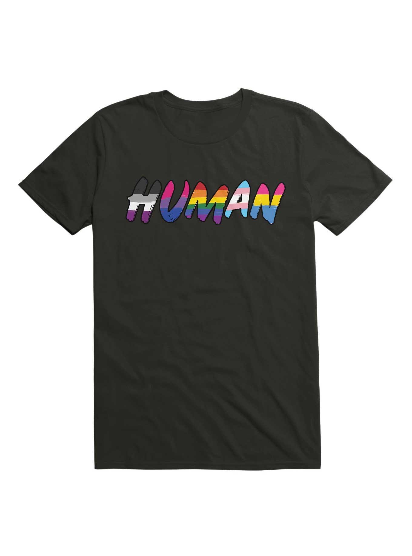 Human T-Shirt, BLACK, hi-res