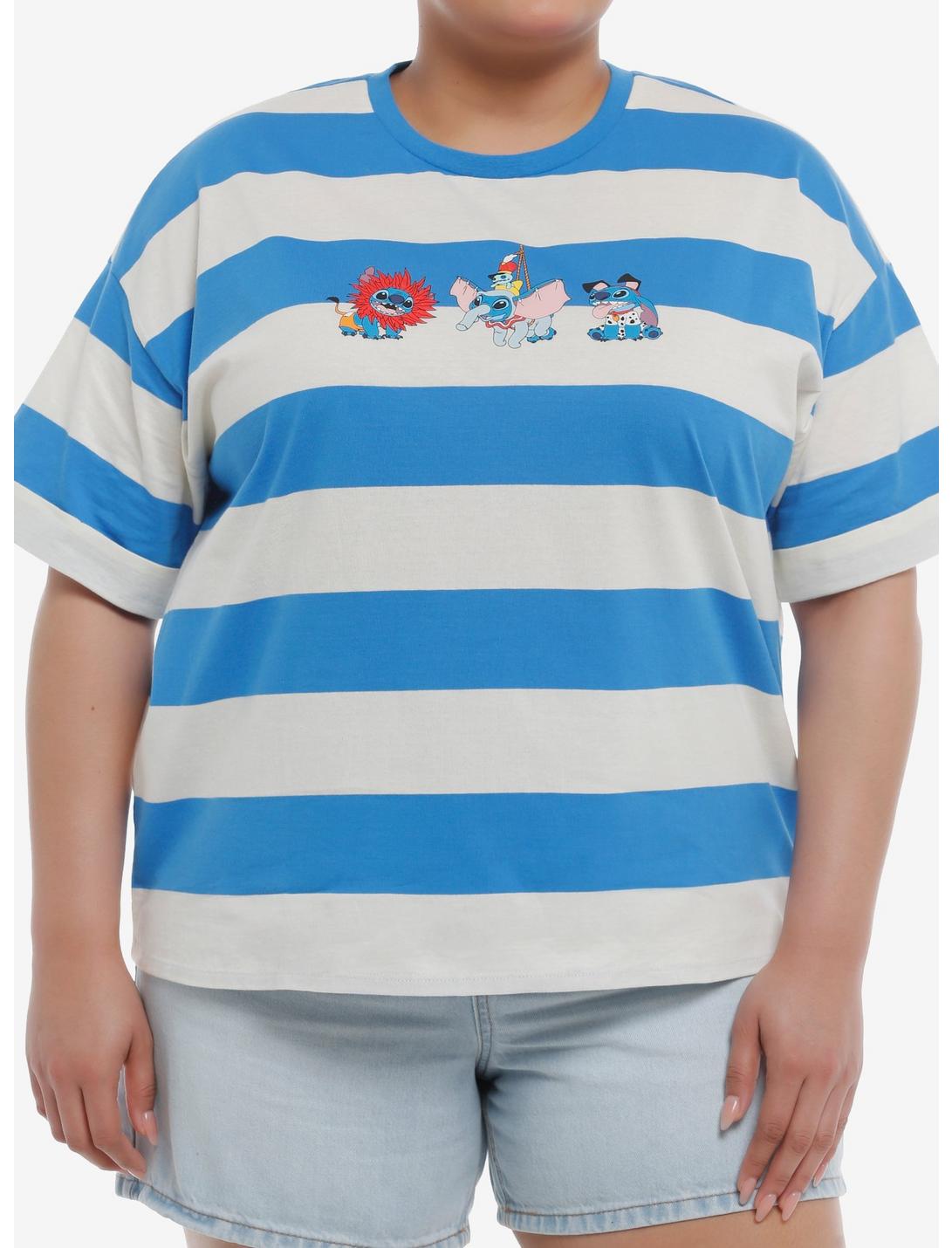 Her Universe Disney Stitch Character Mashup Stripe Oversized T-Shirt Plus Size, BLUE STRIPE, hi-res