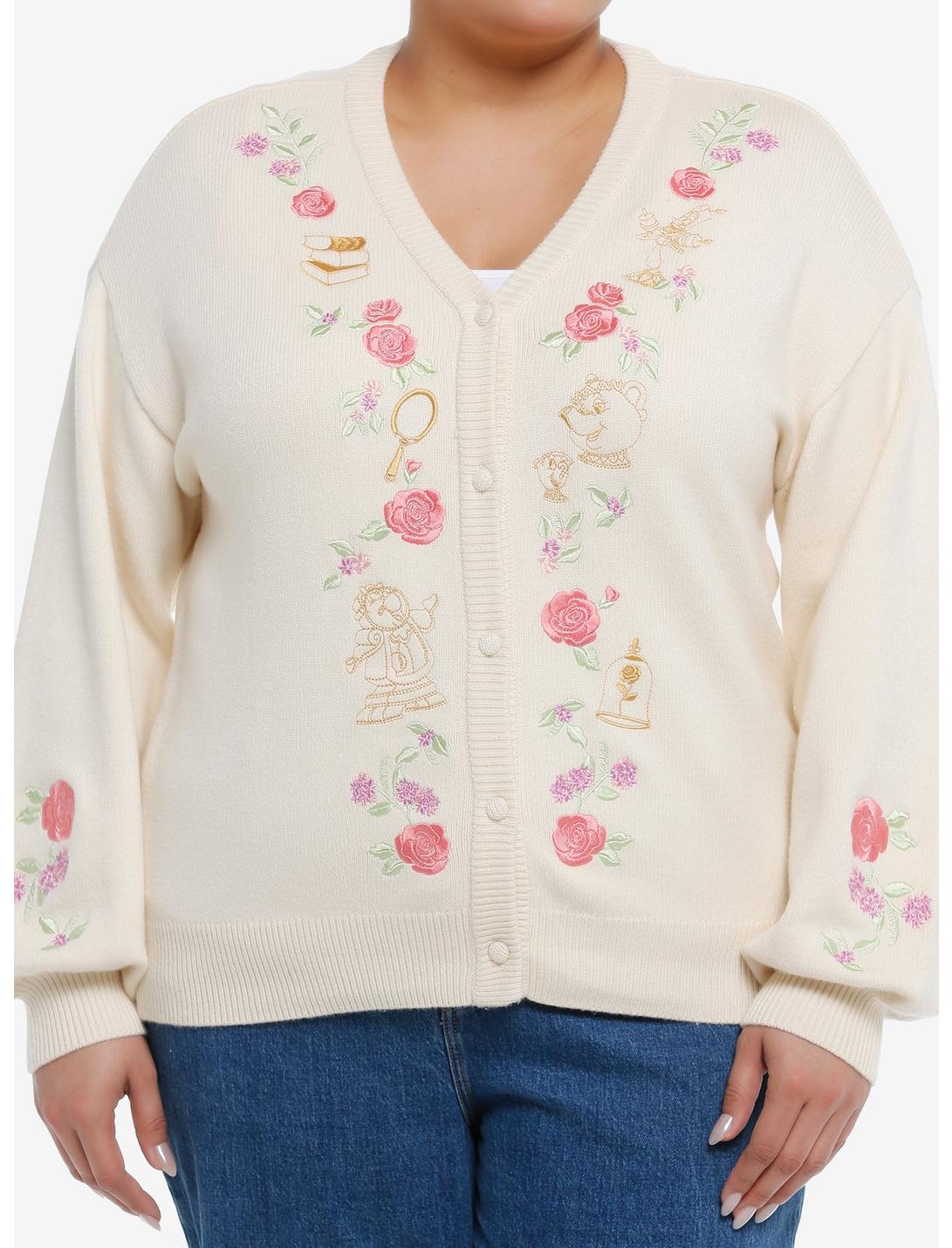 Her Universe Disney Beauty And The Beast Character Rose Cardigan Plus Size Her Universe Exclusive, LIGHT YELLOW, hi-res