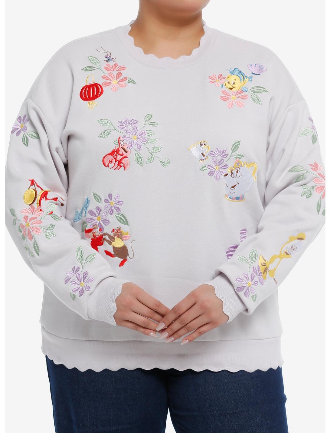 Her Universe Disney Princess Sidekicks Floral Sweatshirt Plus Size Her Universe Exclusive, LIGHT PURPLE, hi-res