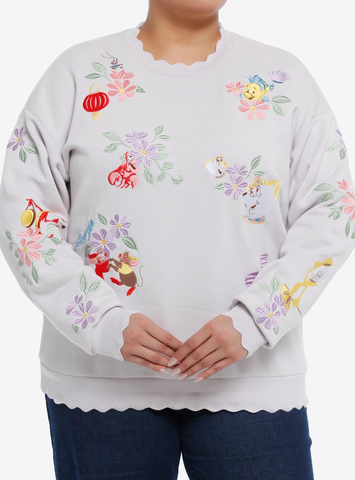 Her Universe Disney Princess Sidekicks Floral Sweatshirt Plus Size Her Universe Exclusive, LIGHT PURPLE, hi-res