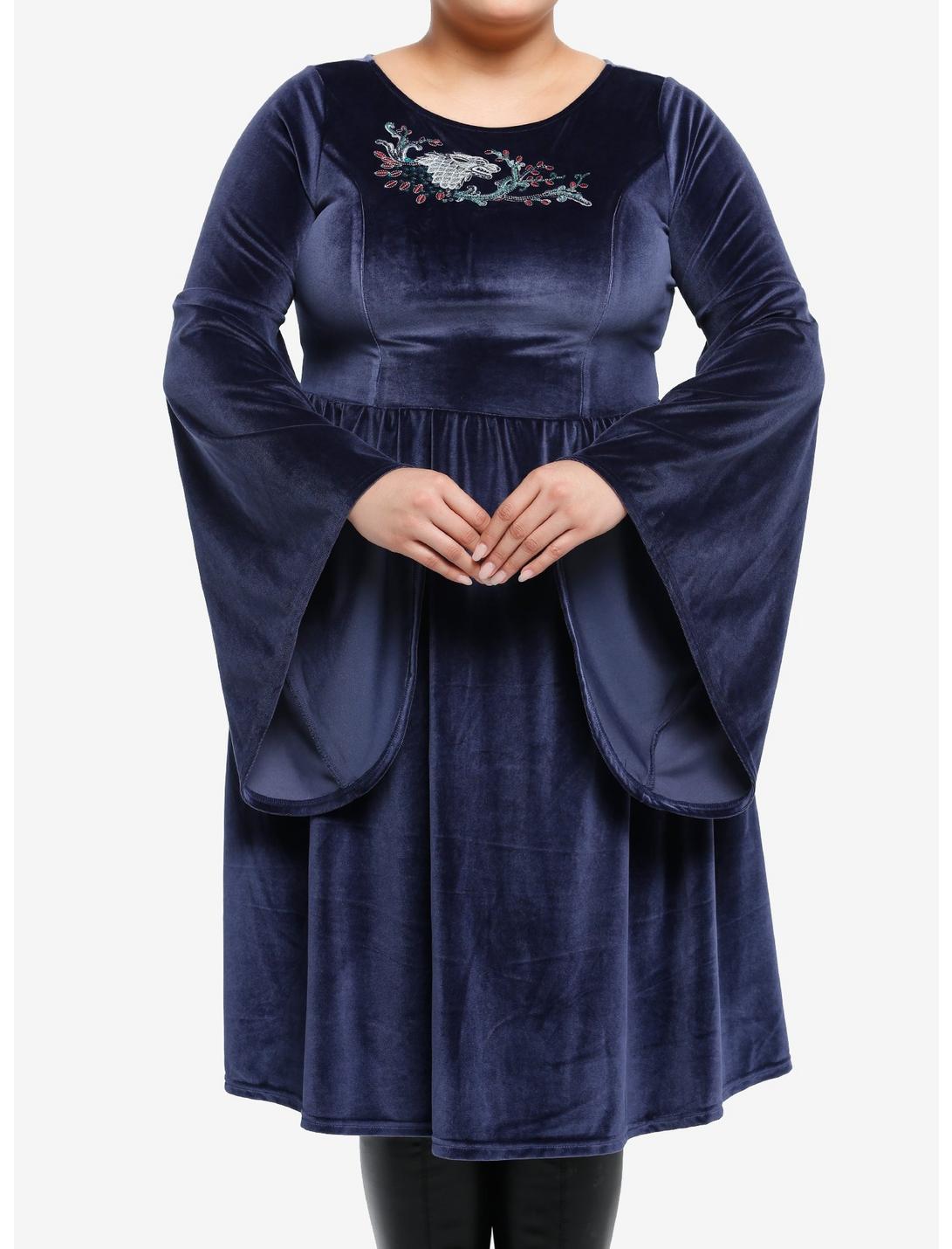 Her Universe Game Of Thrones Sansa Velvet Bell Sleeve Dress Her Universe Exclusive Plus Size, NAVY, hi-res