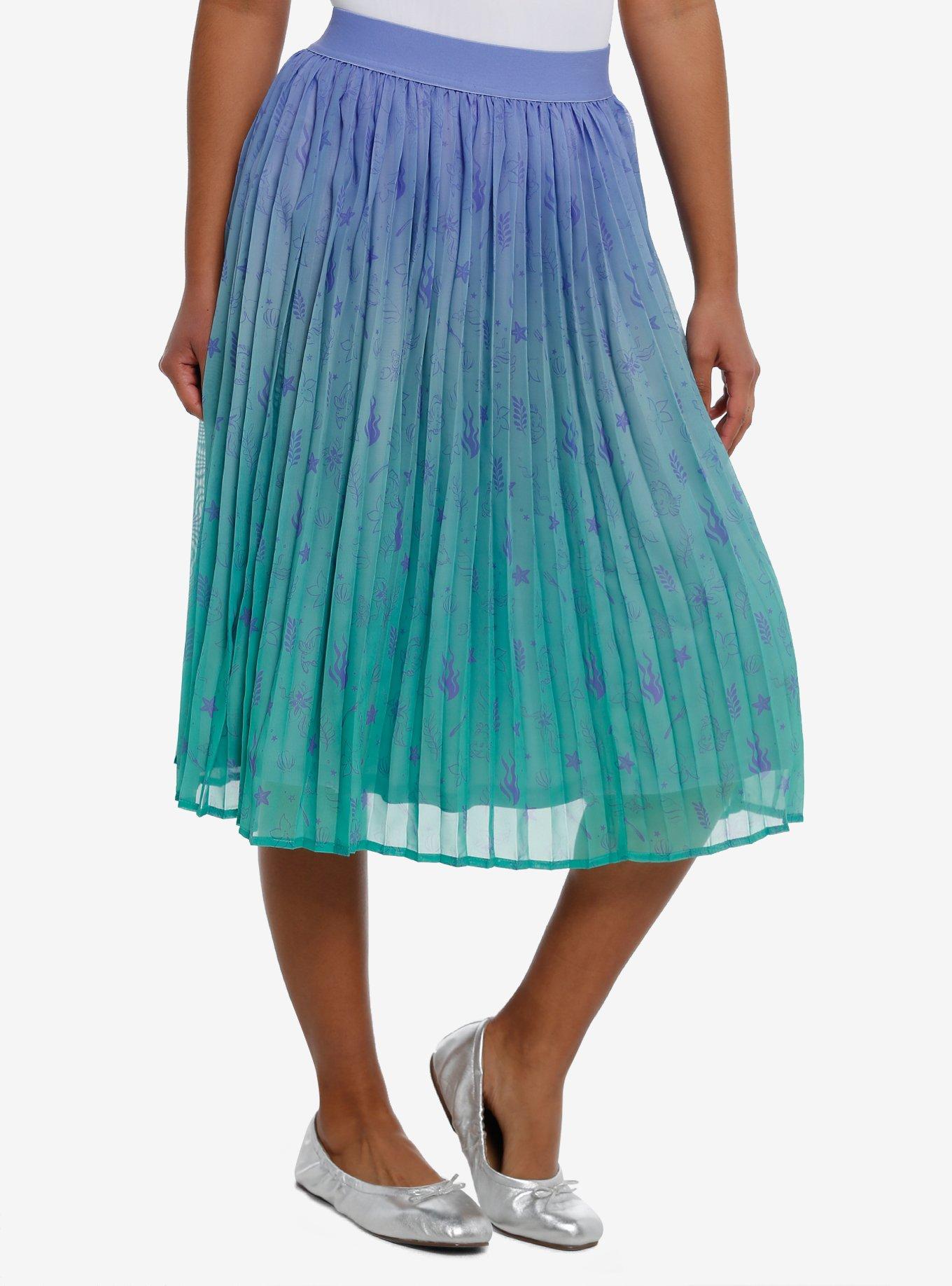 Her Universe Disney The Little Mermaid Icons Ombre Pleated Skirt Her Universe Exclusive, MULTI, hi-res