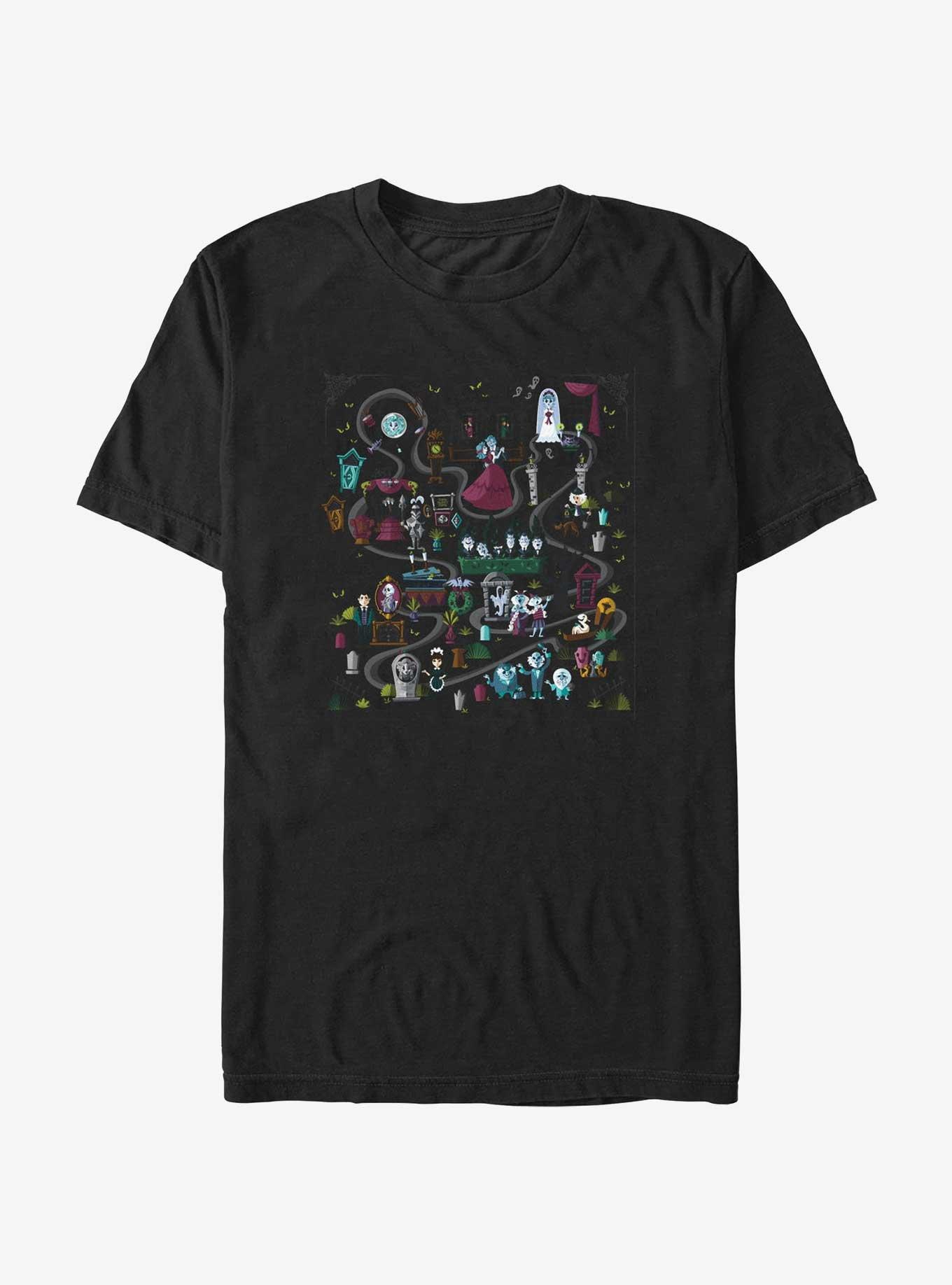 Disney Haunted Mansion Mansion Map Extra Soft T-Shirt - BLACK | Hot Topic