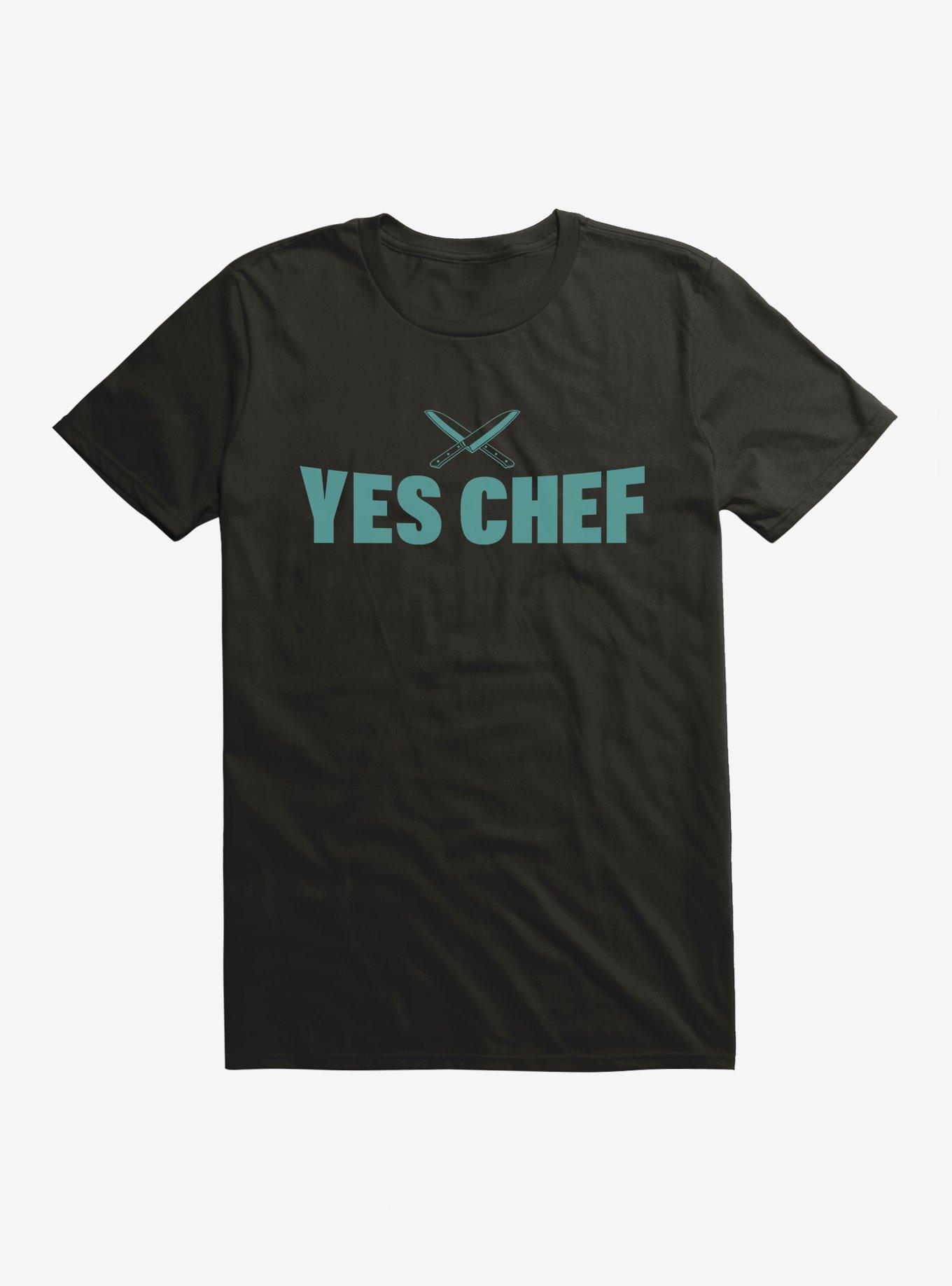 Yes Chef! Green Text T-Shirt, BLACK, hi-res