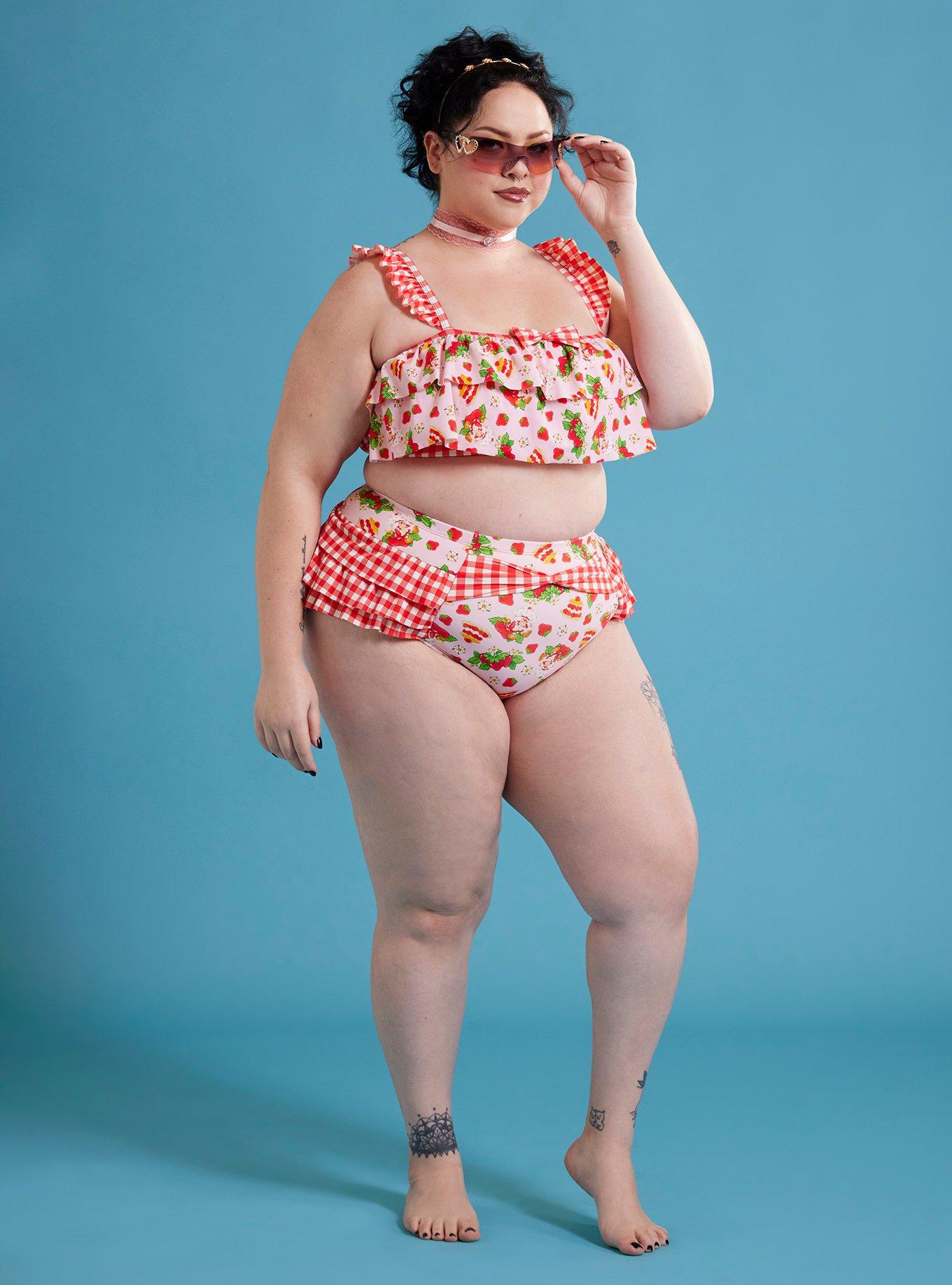 Strawberry Shortcake Dessert Ruffle Skirted Swim Bottoms Plus Size, MULTI, hi-res