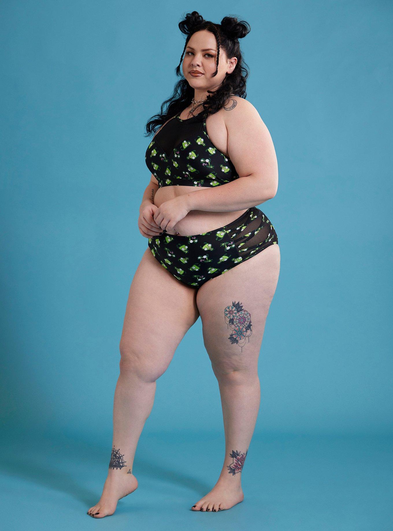 Invader Zim GIR Poses Mesh High-Waisted Swim Bottoms Plus Size