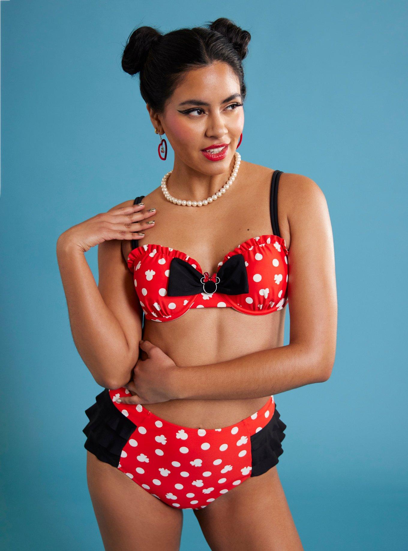 Disney Minnie Mouse Polka Dot Swim Top, MULTI, hi-res