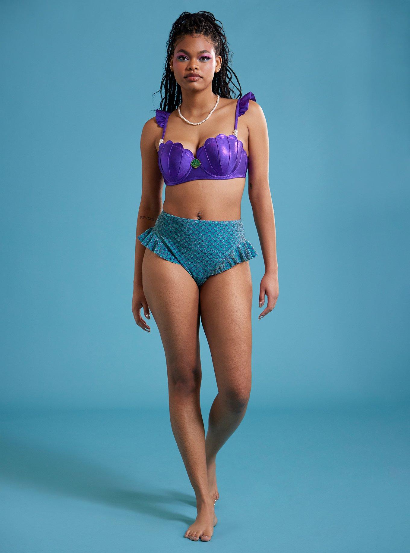 Disney The Little Mermaid Glitter Scale Ruffle Swim Bottoms, MULTI, hi-res