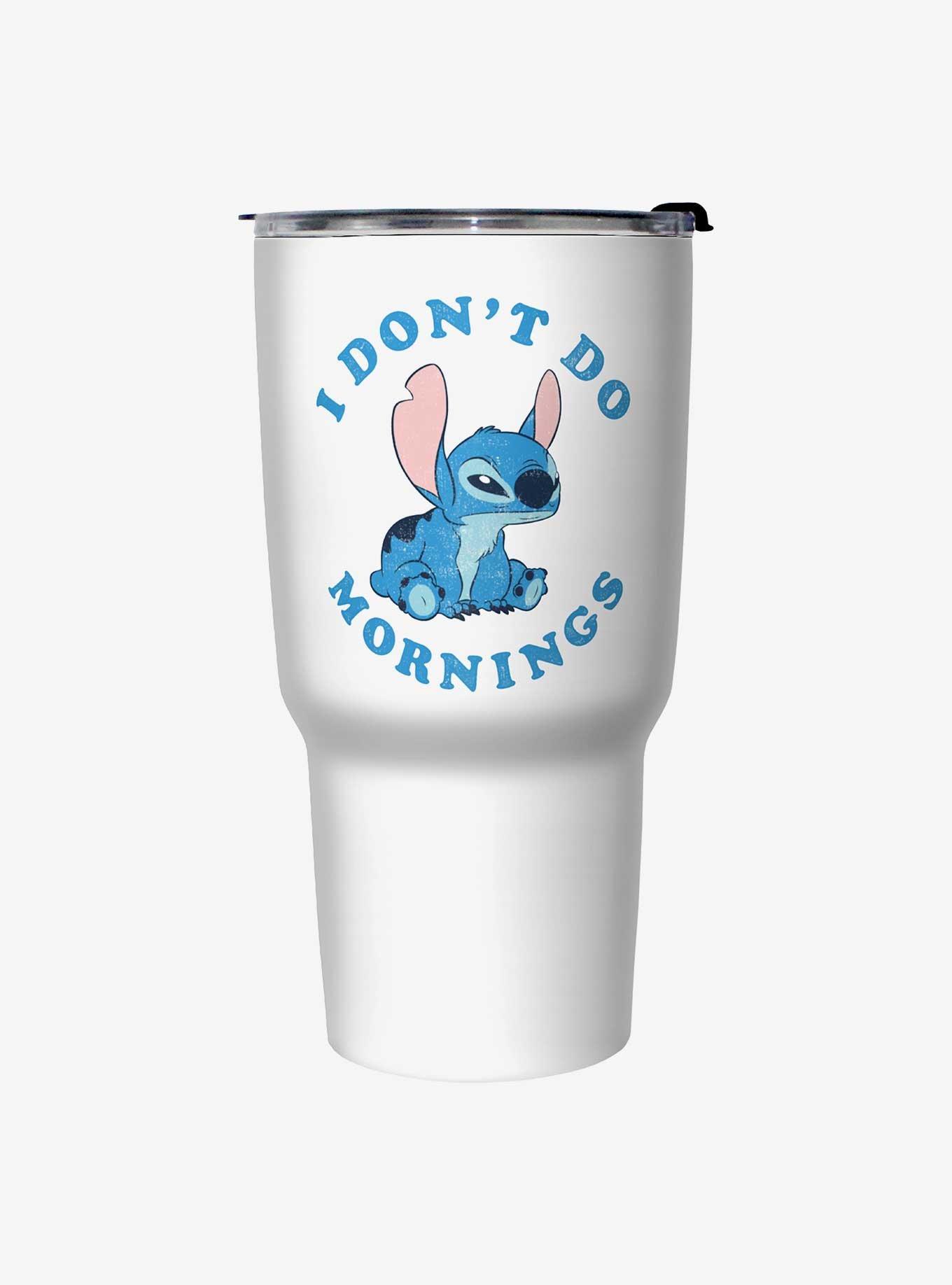 Lilo & Stitch I Dont Do Dawns Stainless Steel Travel Mug, White