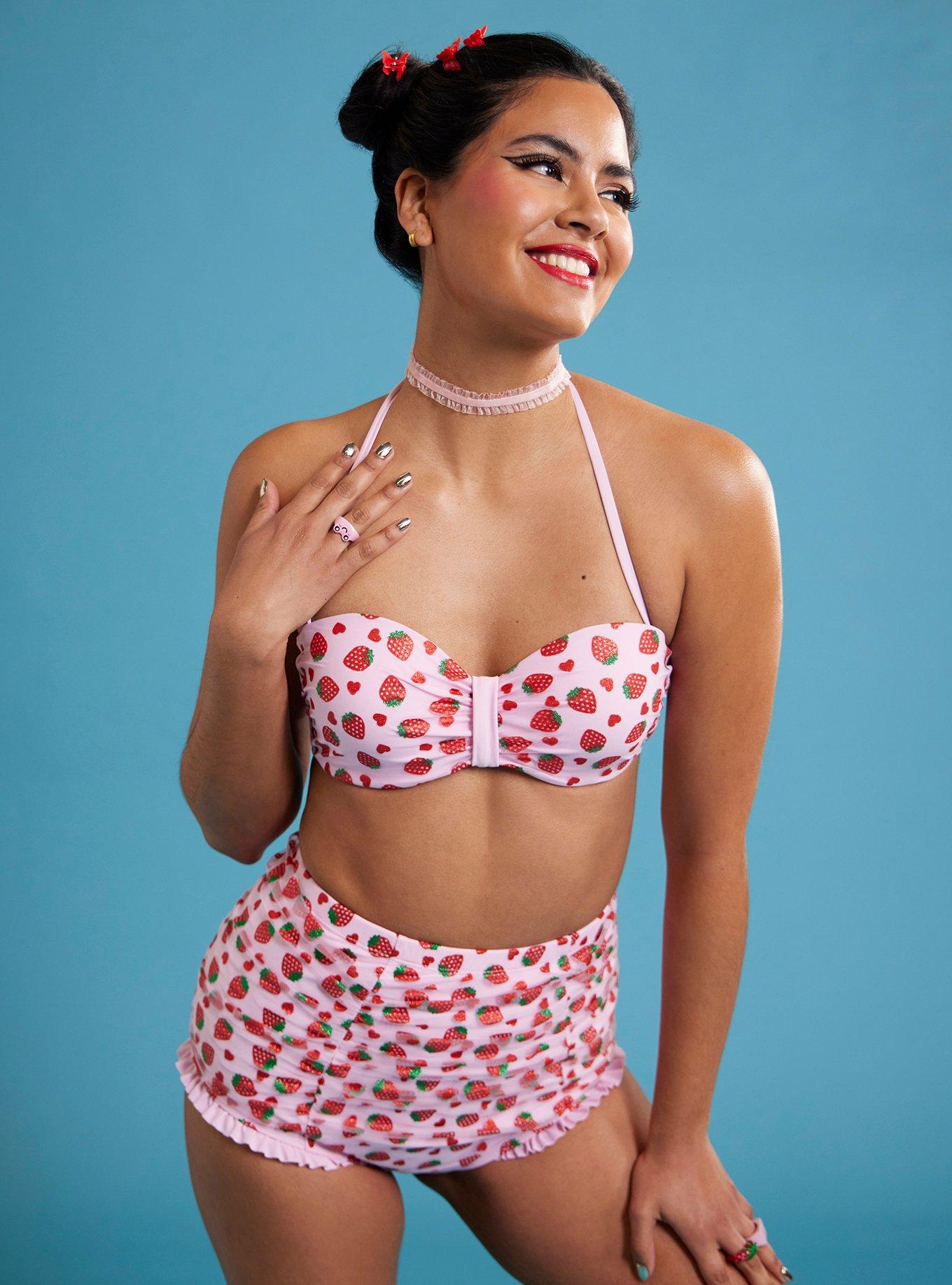 Strawberry Heart Halter Swim Top