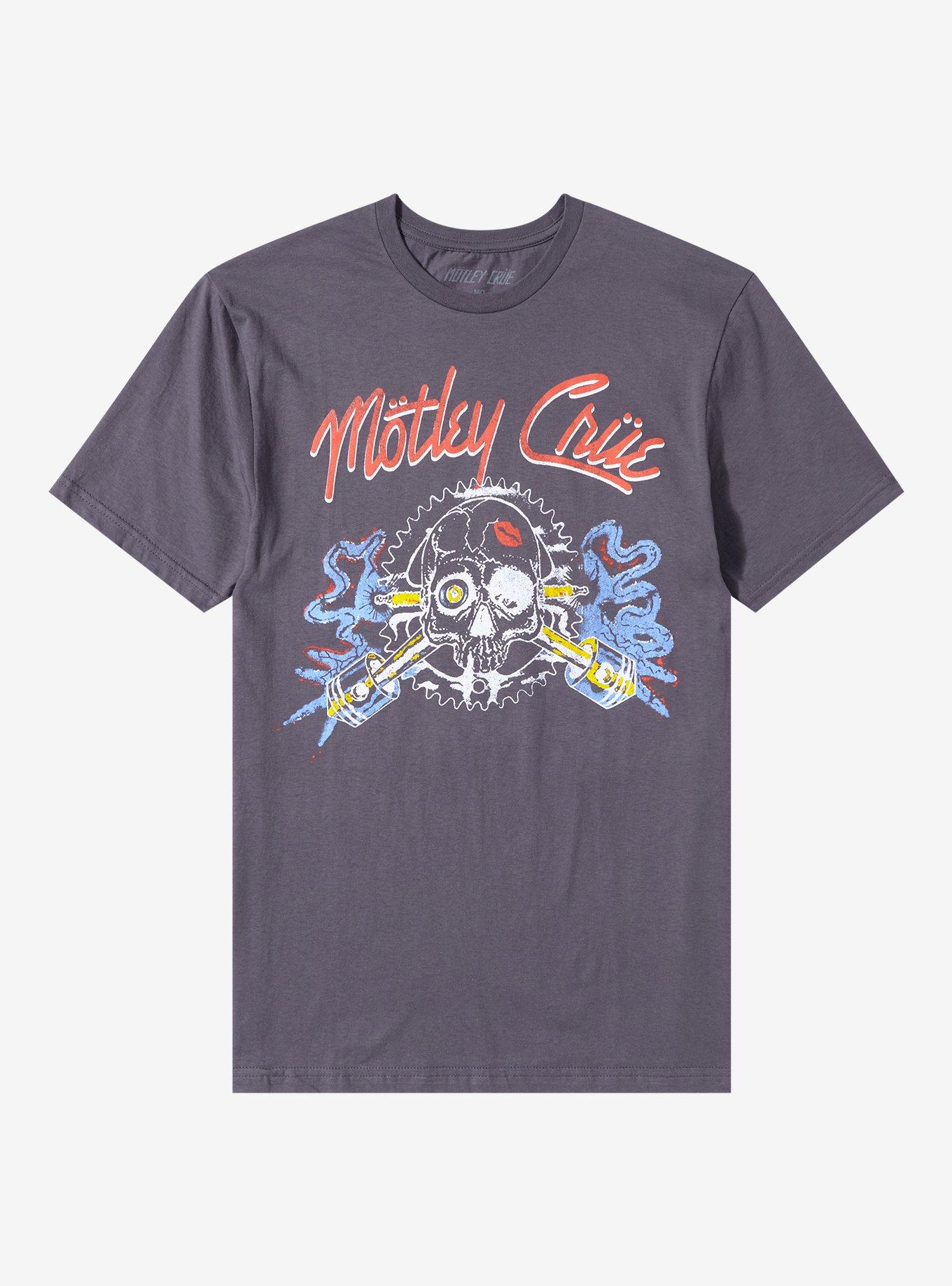 Motley Crue Skull & Pistons Boyfriend Fit Girls T-Shirt, CHARCOAL, hi-res