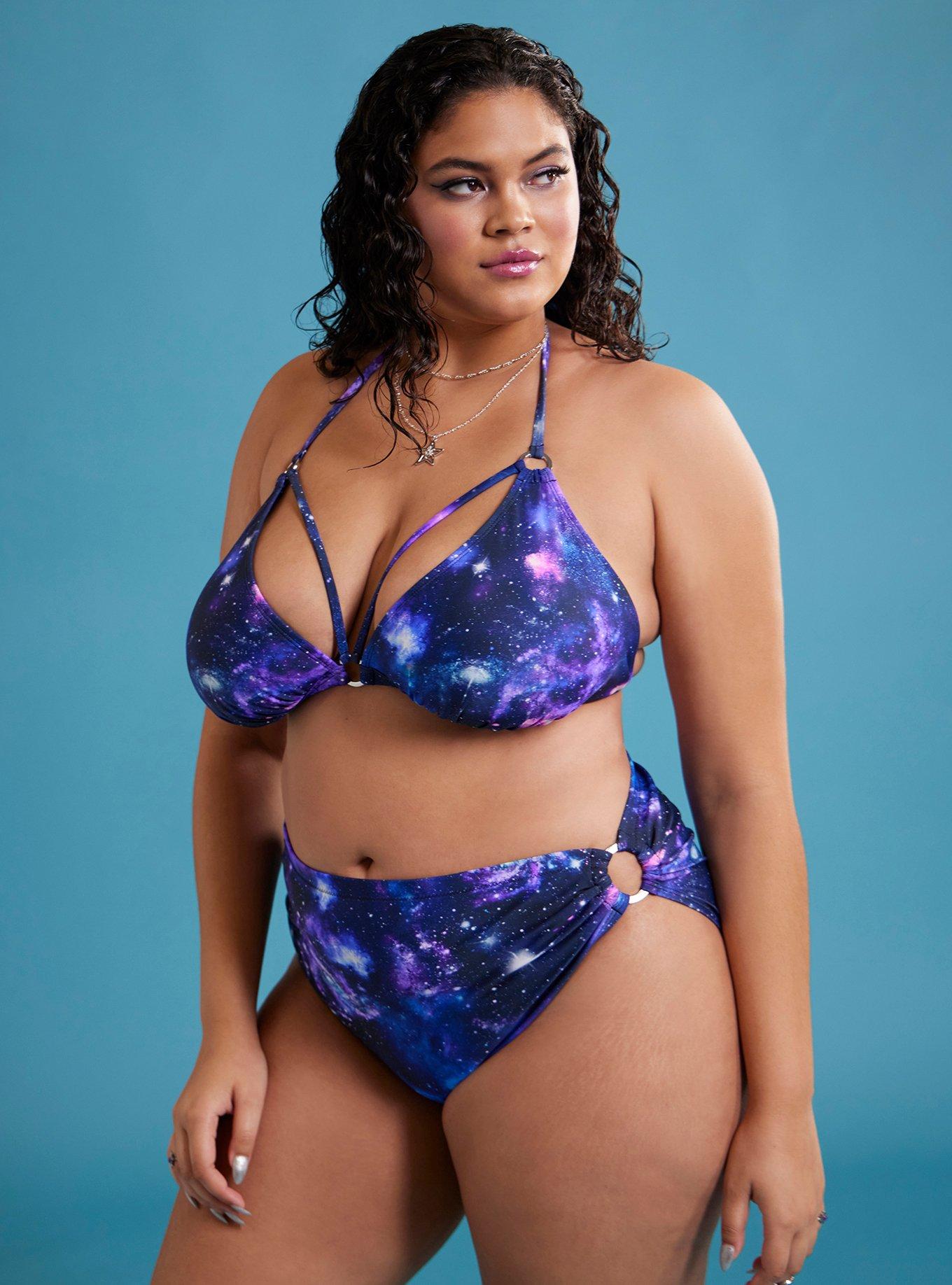 Cosmic Aura® Galaxy O-Ring Halter Swim Top Plus