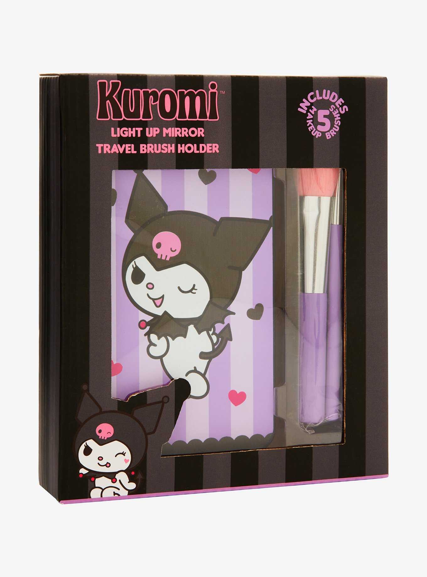 Sanrio Kuromi Mirrored Travel Makeup Brush Holder and Brush Set - BoxLunch Exclusive, , hi-res