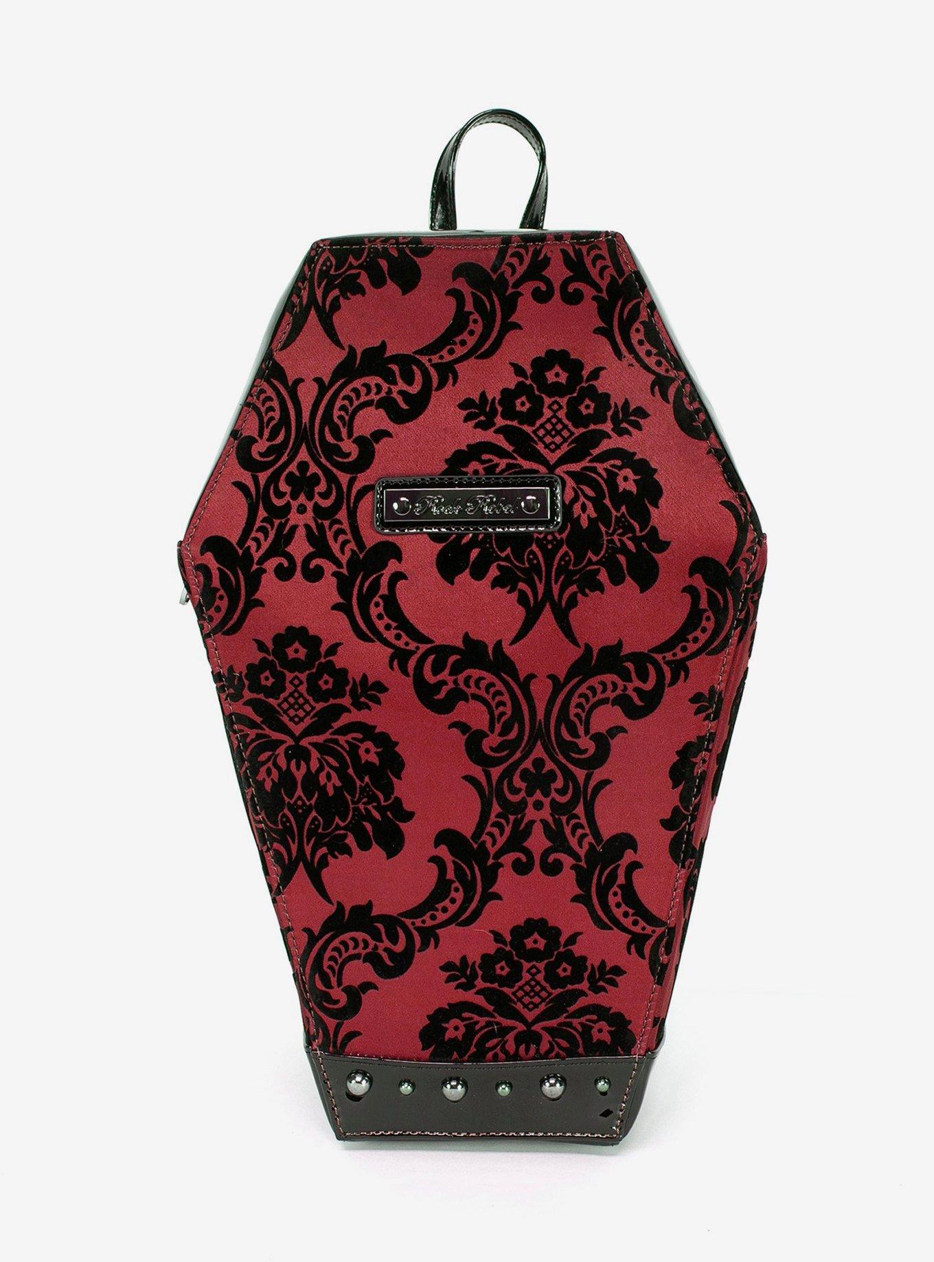 Rock Rebel Flocked Damask Coffin Mini Backpack, , hi-res