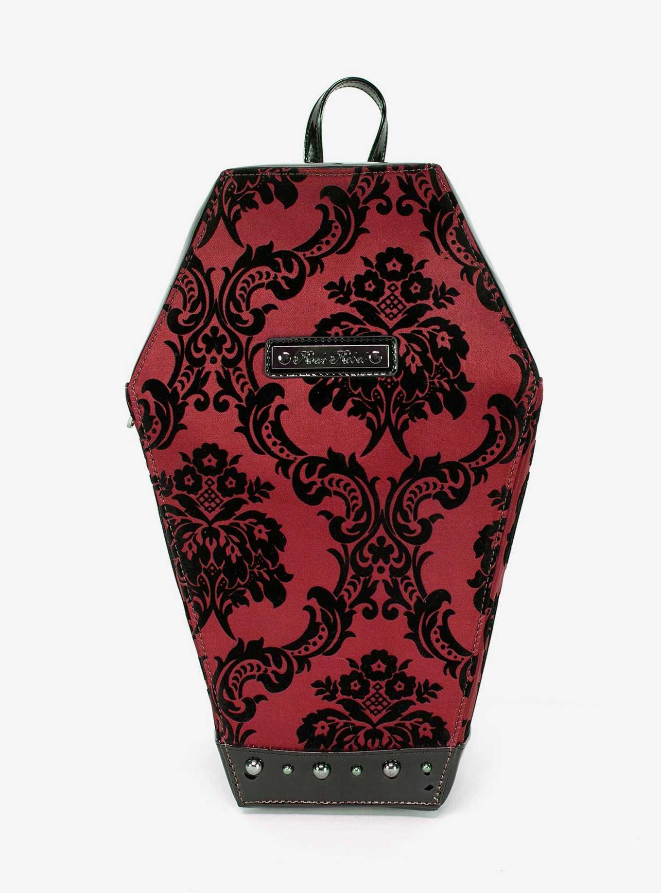 Rock Rebel Flocked Damask Coffin Mini Backpack, , hi-res