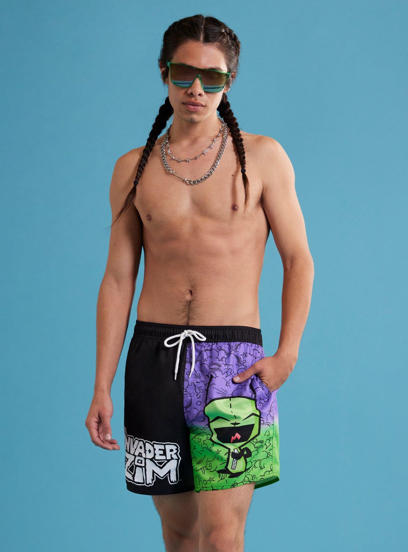 Invader Zim GIR Ombre Swim Trunks, MULTI, hi-res