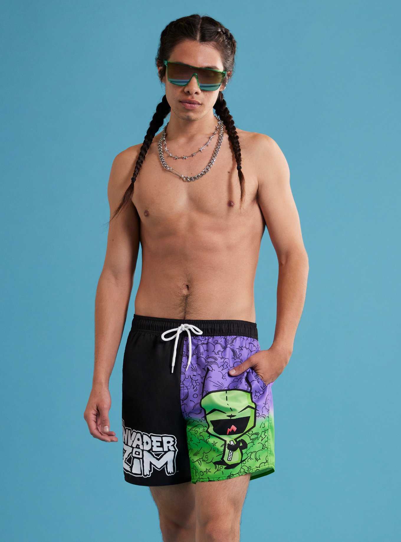 Invader Zim GIR Ombre Swim Trunks, , hi-res