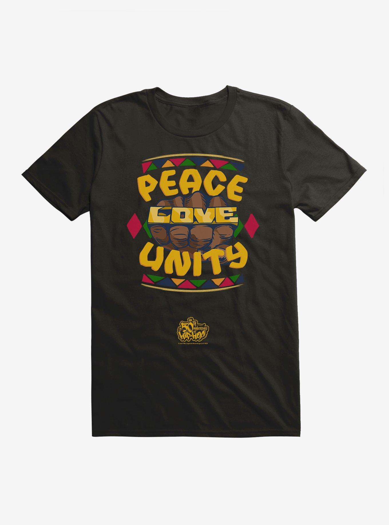 The 50th Anniversary Of Hip-Hop Peace Love Unity Knuckles T-Shirt, , hi-res
