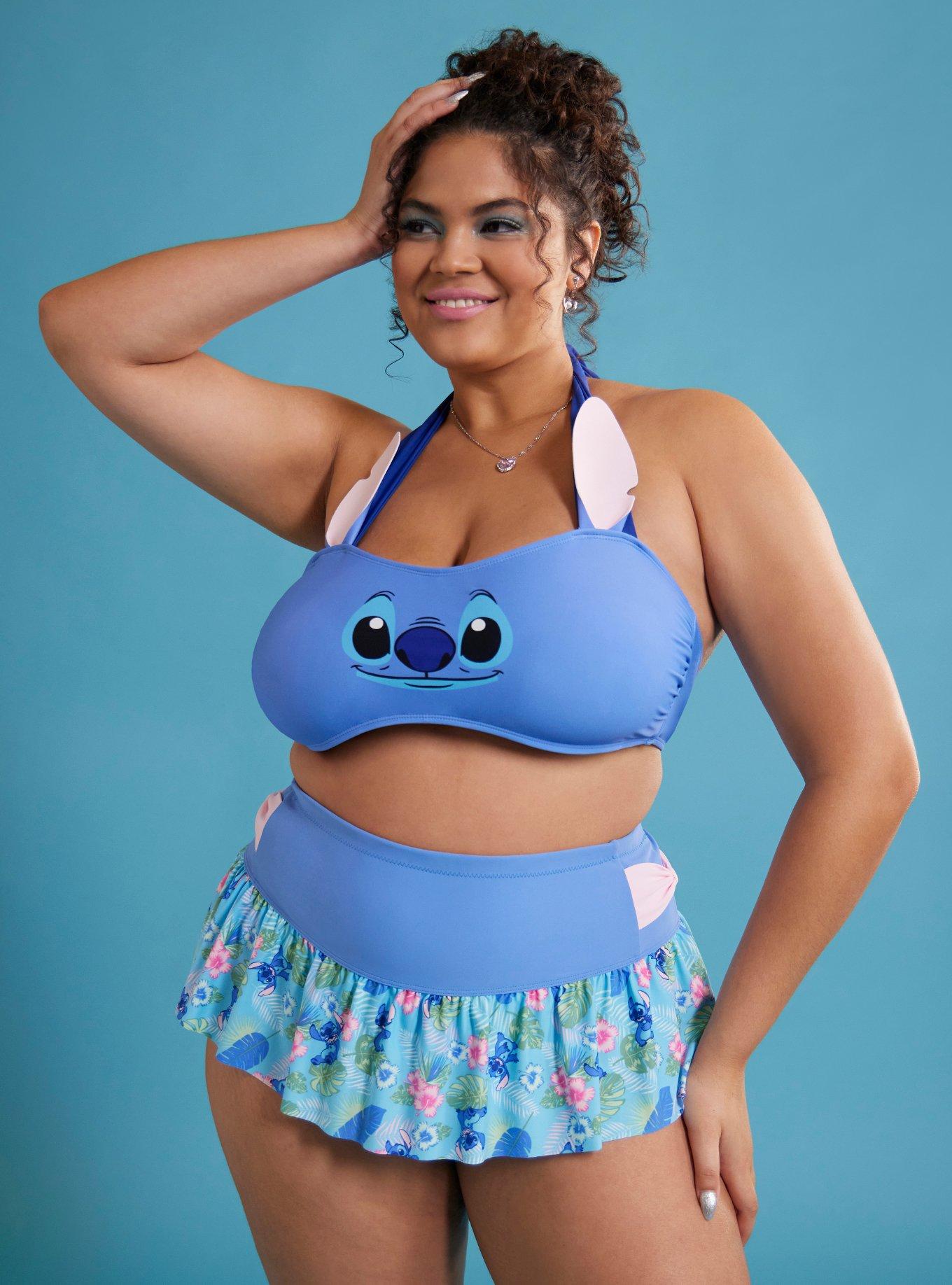 Disney Lilo & Stitch Face Halter Swim Top Plus