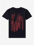 Korn Red Outlined Logo Boyfriend Fit Girls T-Shirt, BLACK, hi-res