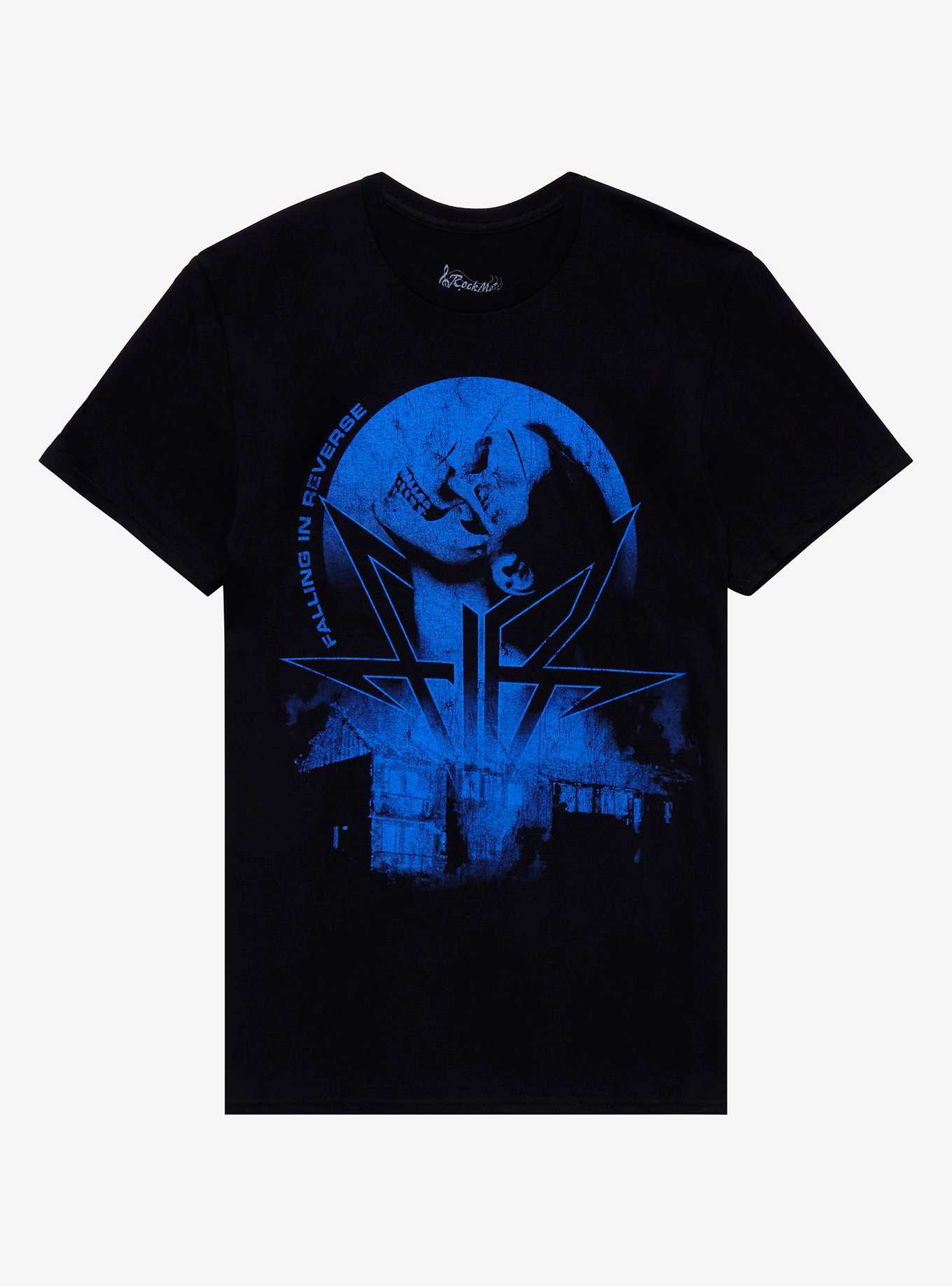 Falling In Reverse Blue Skull Burning Building T-Shirt, , hi-res