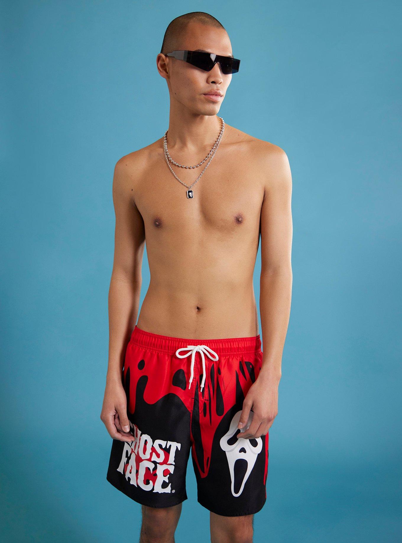 Scream Ghost Face Drippy Swim Trunks, MULTI, hi-res