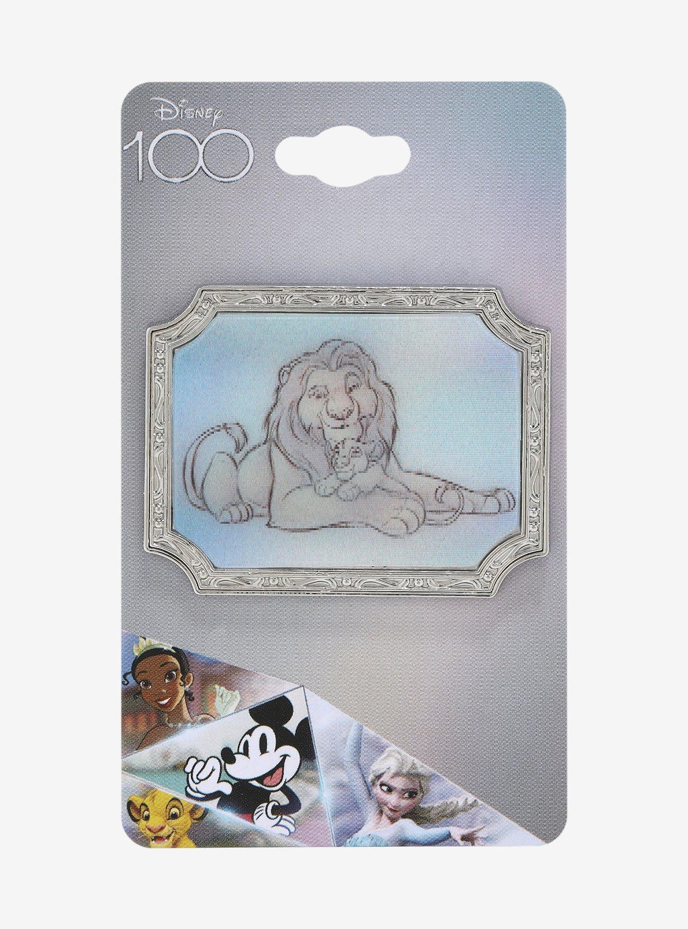 Loungefly Disney100 The Lion King Mufasa and Simba Sketch Lenticular Pin - BoxLunch Exclusive, , hi-res