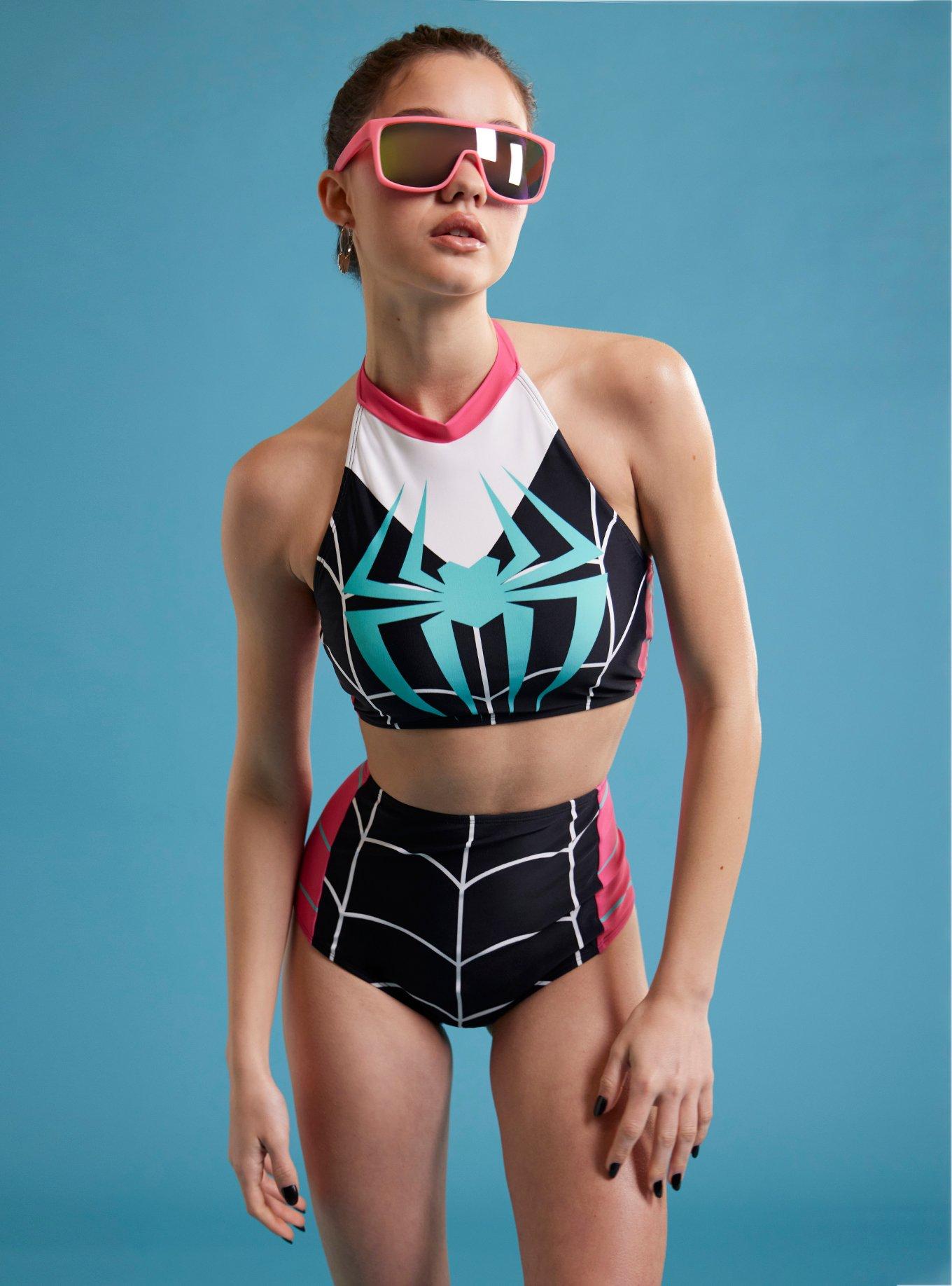 Marvel Spider-Man: Across The Spider-Verse Spider-Gwen Halter Swim Top |  Hot Topic