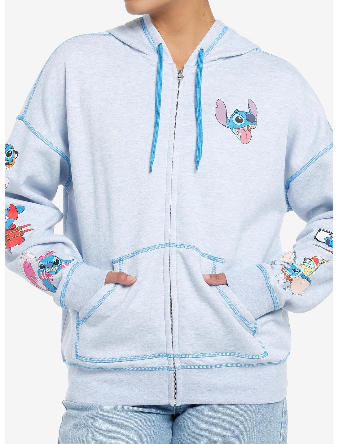 Her Universe Disney Stitch Character Mashup Hoodie, HEATHER BLUE, hi-res