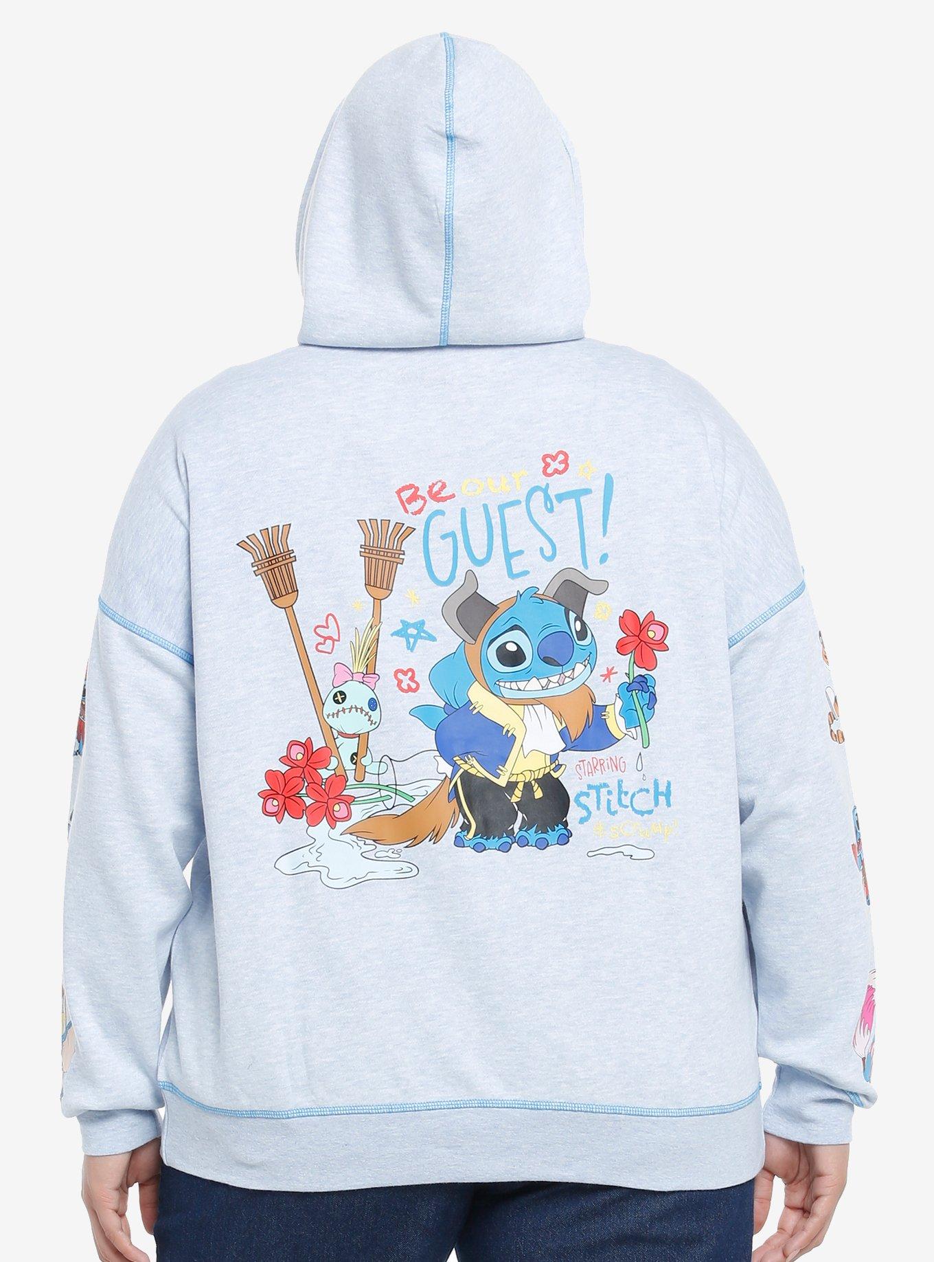 Her Universe Disney Stitch Character Mashup Hoodie Plus Size, HEATHER BLUE, hi-res