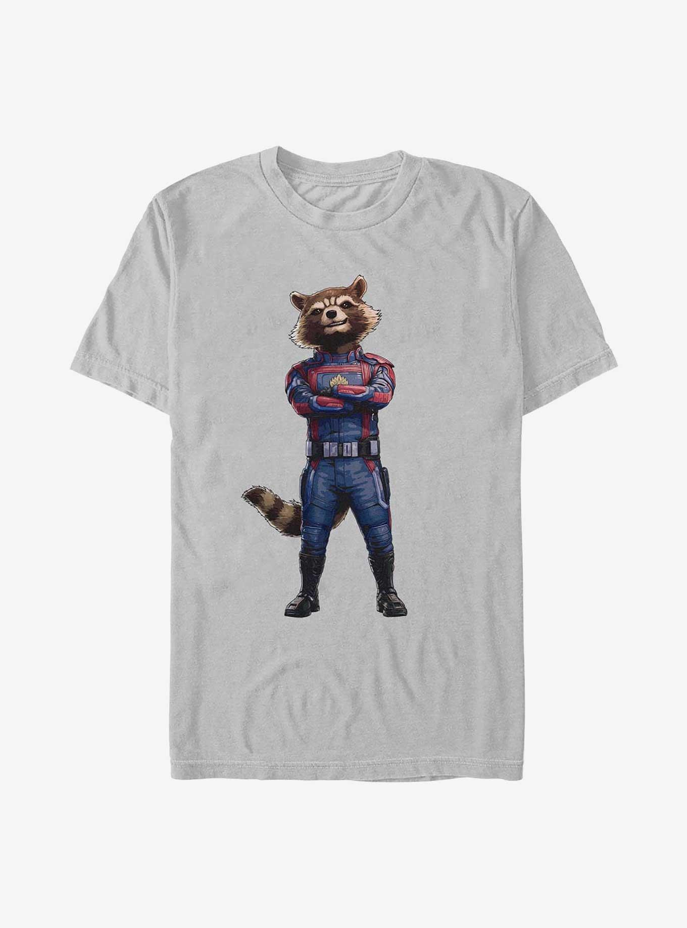 Marvel Guardians Of The Galaxy Rocket Pose Extra Soft T-Shirt, SILVER, hi-res