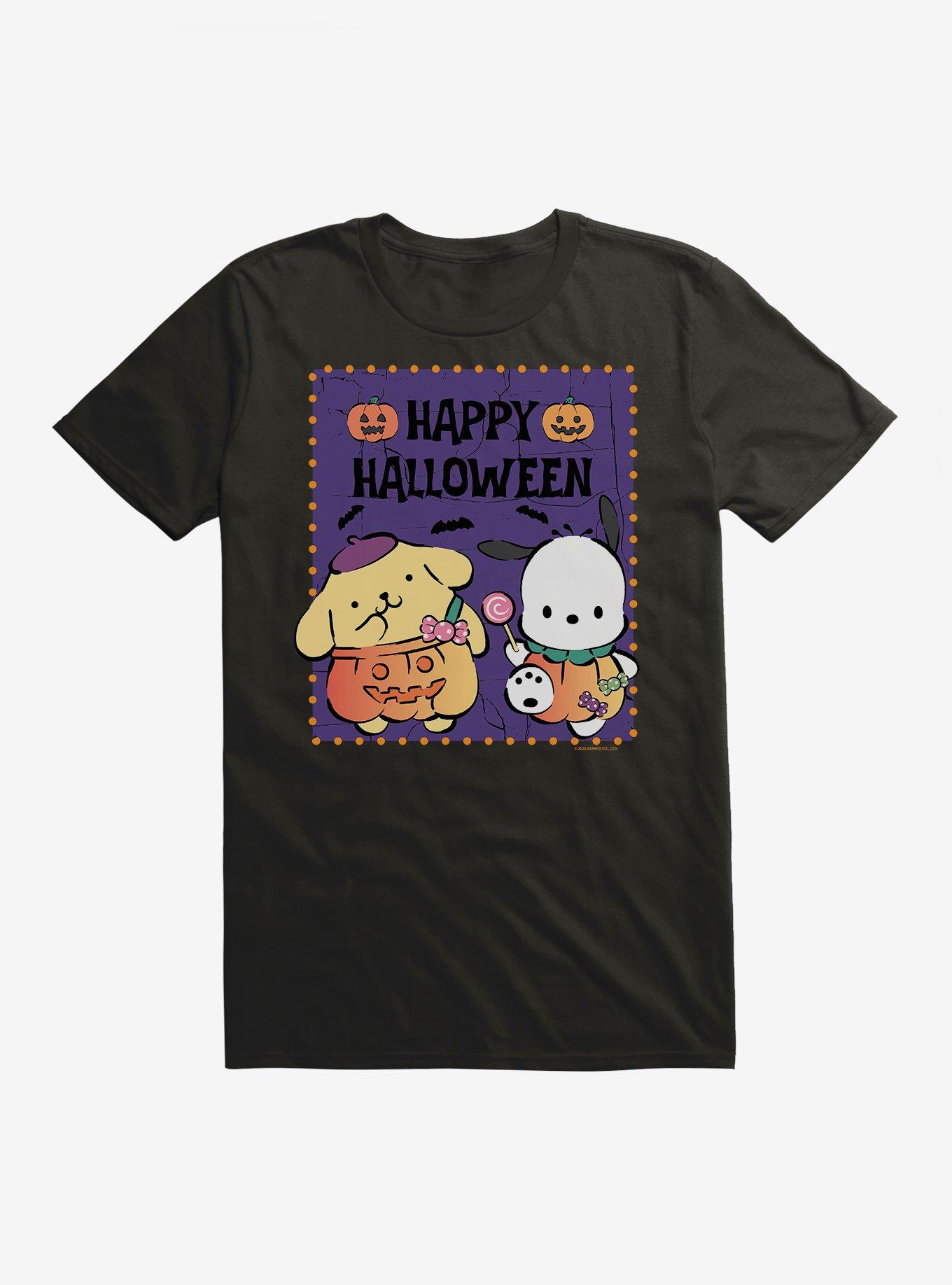 Pochacco & Pompompurin Halloween Pumpkins T-Shirt, BLACK, hi-res