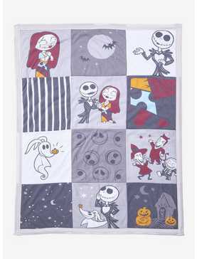 Disney The Nightmare Before Christmas Jack and Sally Quilted Baby Blanket — BoxLunch Exclusive, , hi-res